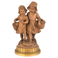 Frères Carli: romantische Gruppe aus Terrakotta von Gustave van Vaerenbergh