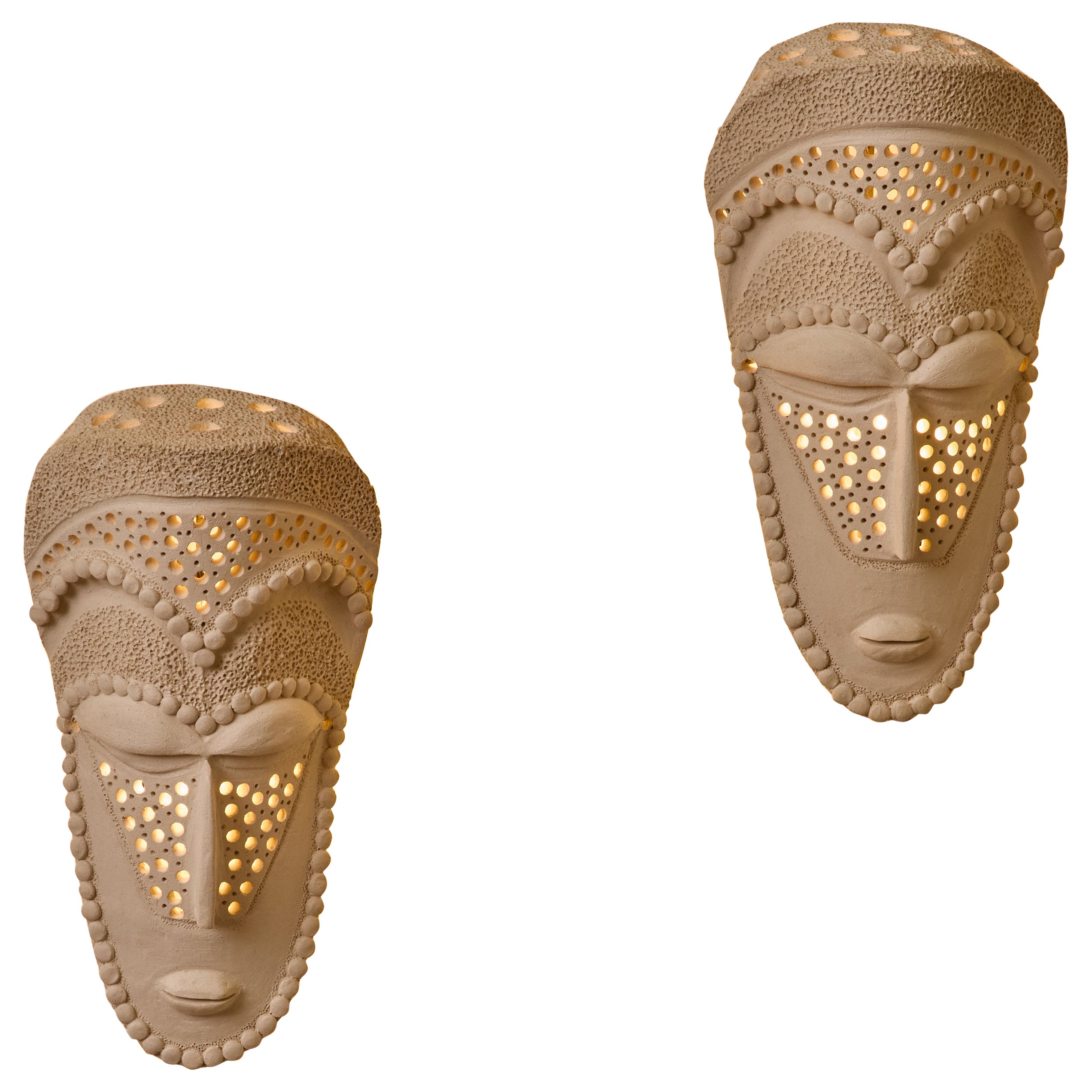 "FRERO" sconces in ceramic by S. Haillote For Sale