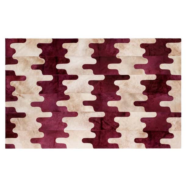 Modern, Wavy, Customizable Purple, Caramel Rug Small For Sale at 1stDibs