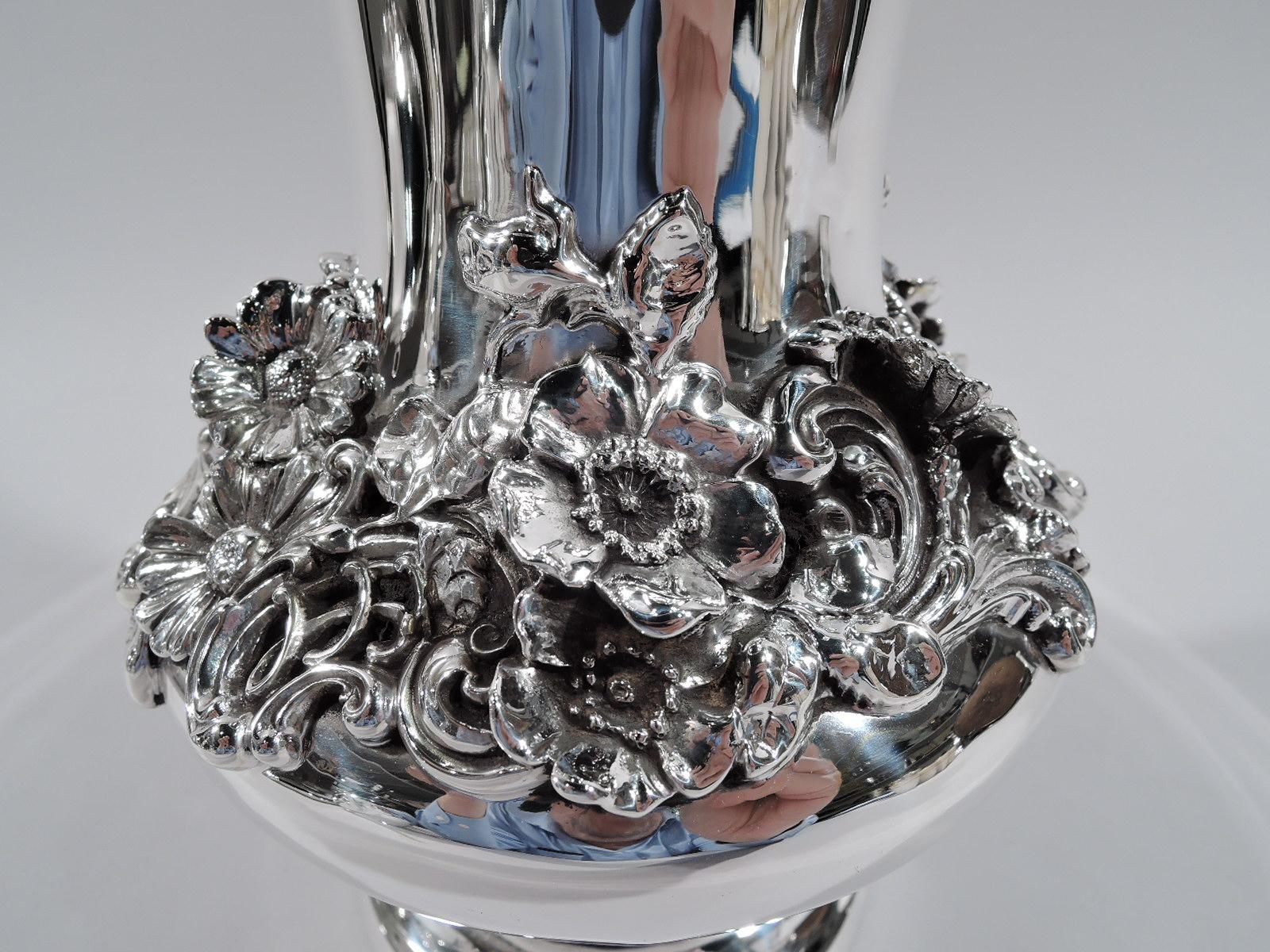 antique silver flower vase