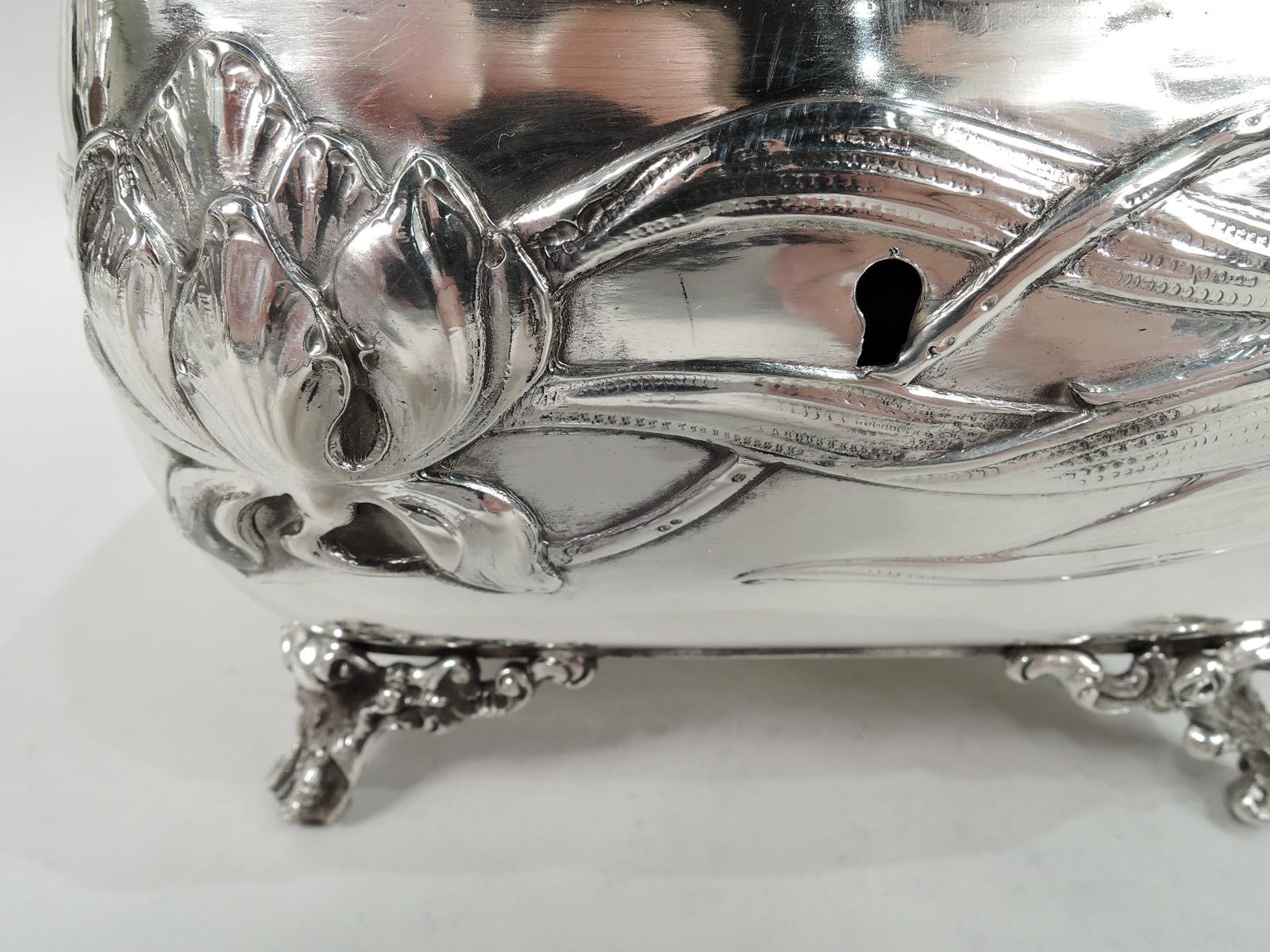 19th Century Fresh and Pretty Austrian Art Nouveau Silver Keepsake Casket Box For Sale