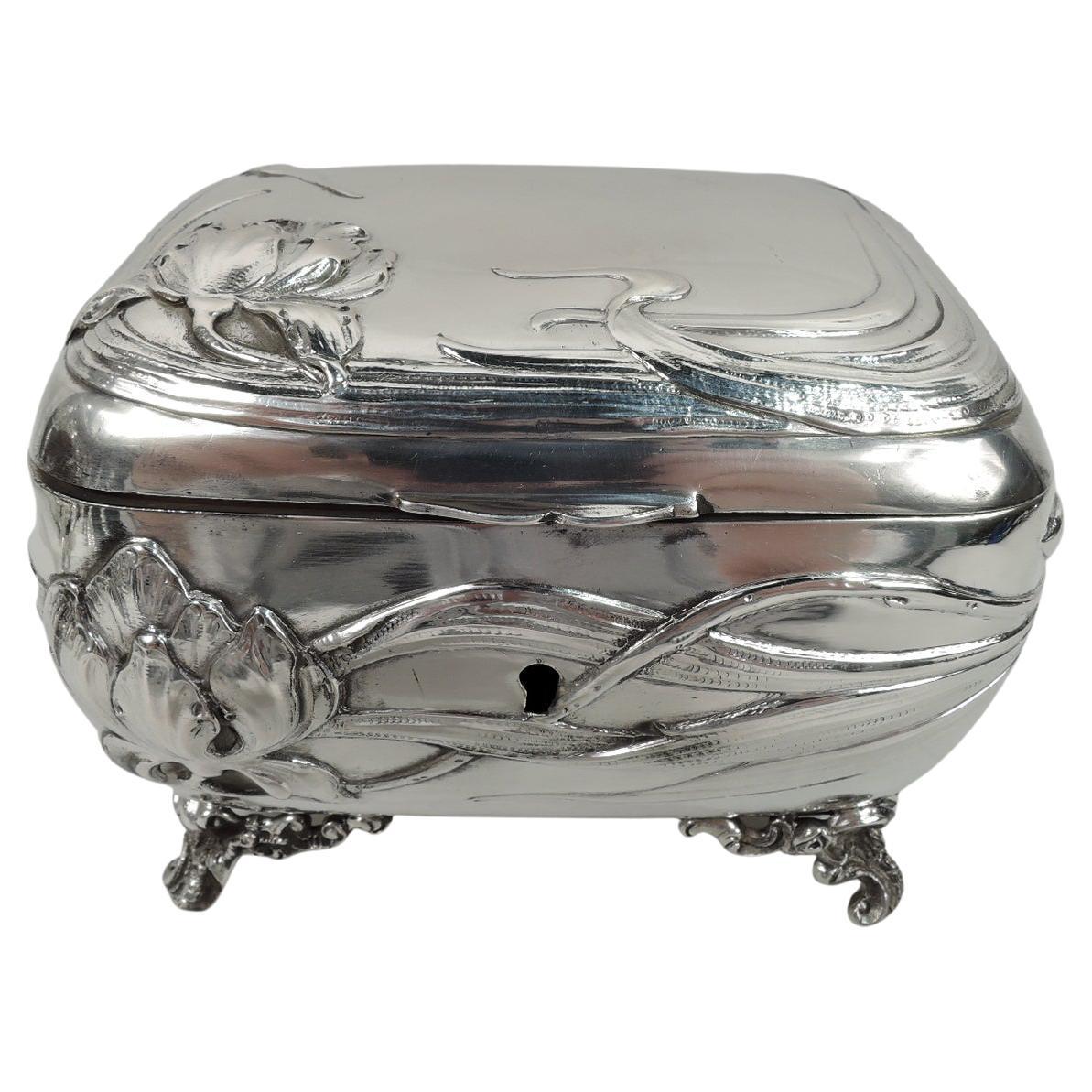 Fresh and Pretty Austrian Art Nouveau Silver Keepsake Casket Box