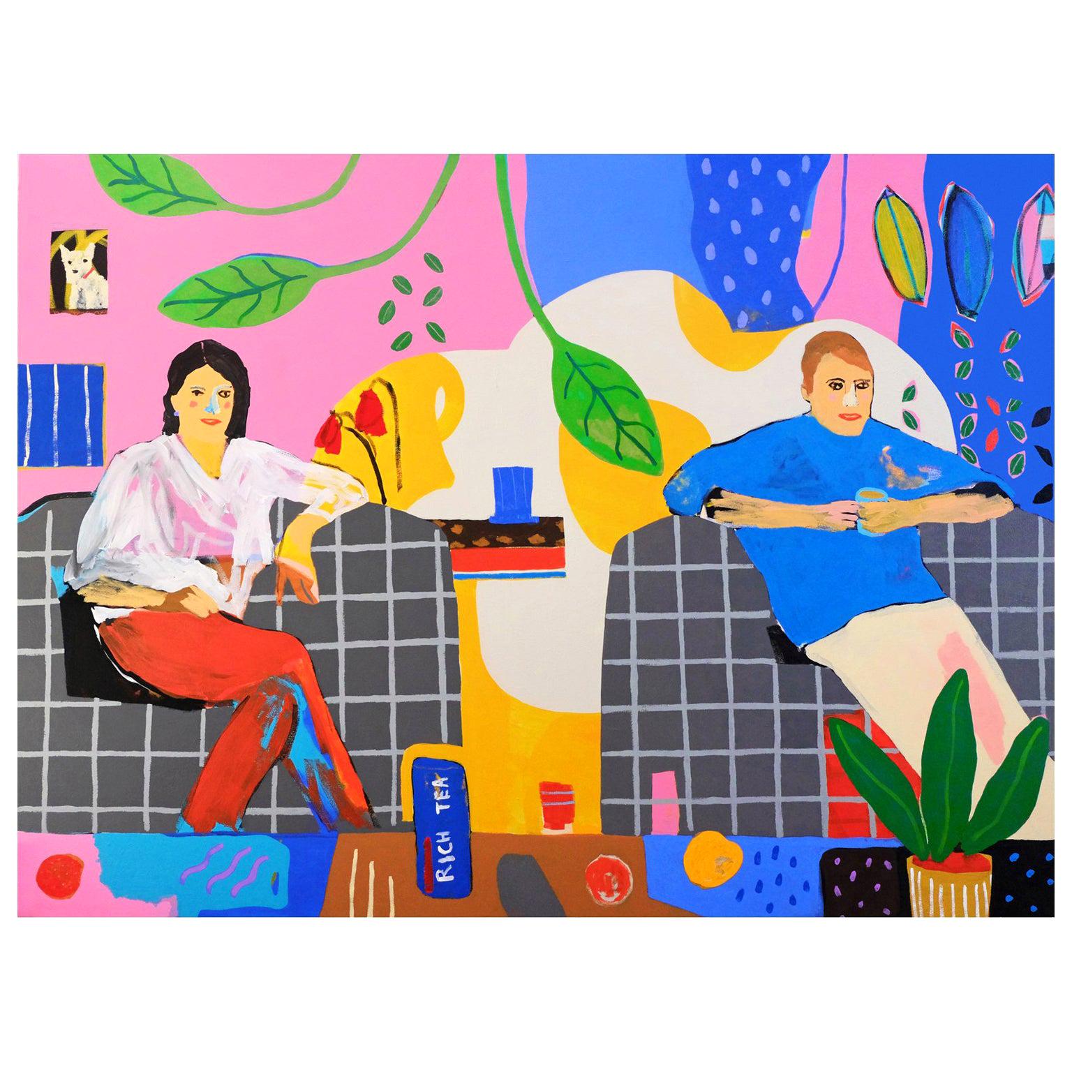 'Fresh Biscuits' Portrait Painting by Alan Fears Couple Pop Art For Sale