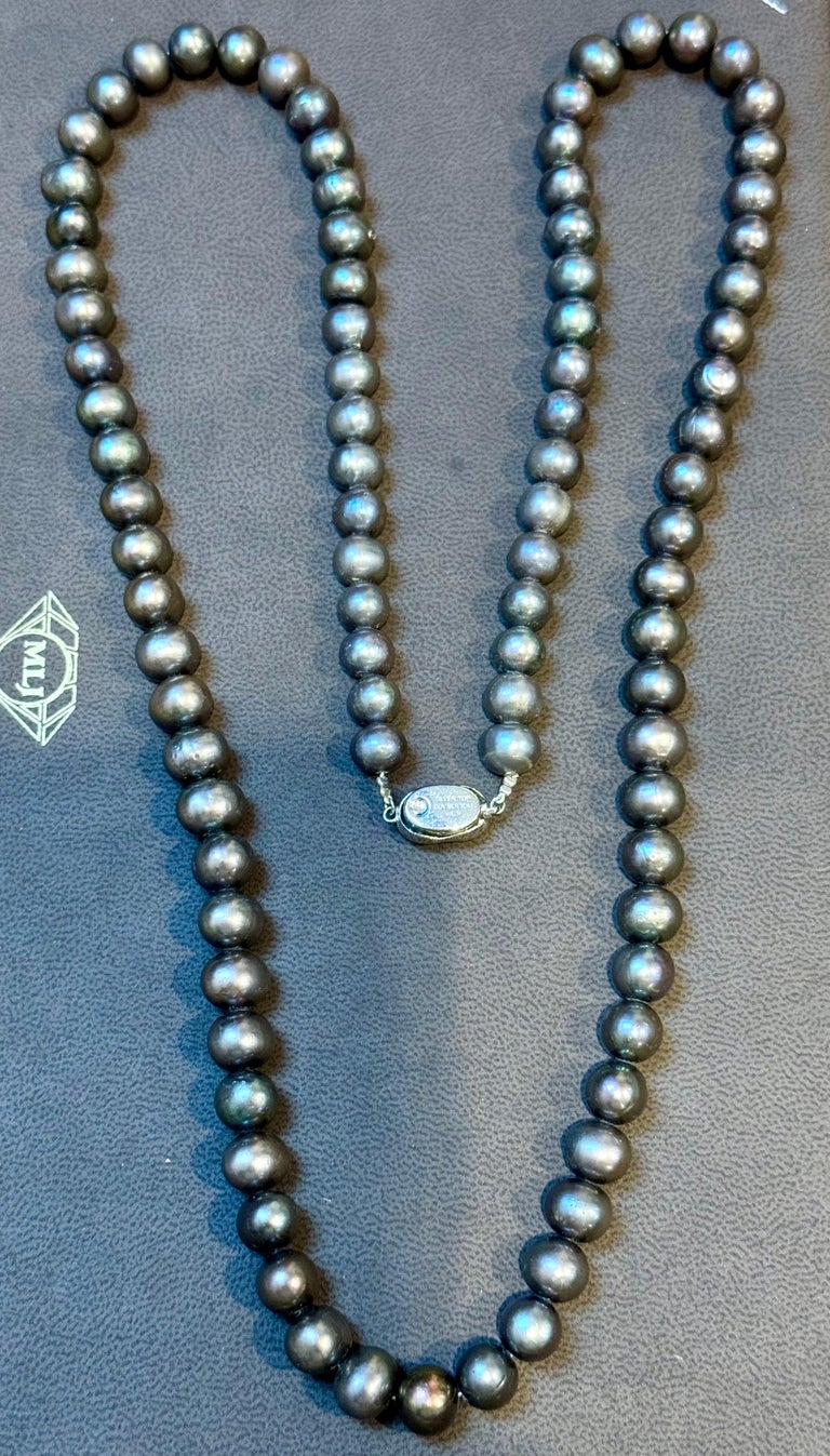 Fresh Black Water Round Pearl Single Strand Necklace, Opera Length