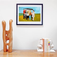 'Fresh Hot Nuts' Painting by Alan Fears Acrylic on Paper British Life