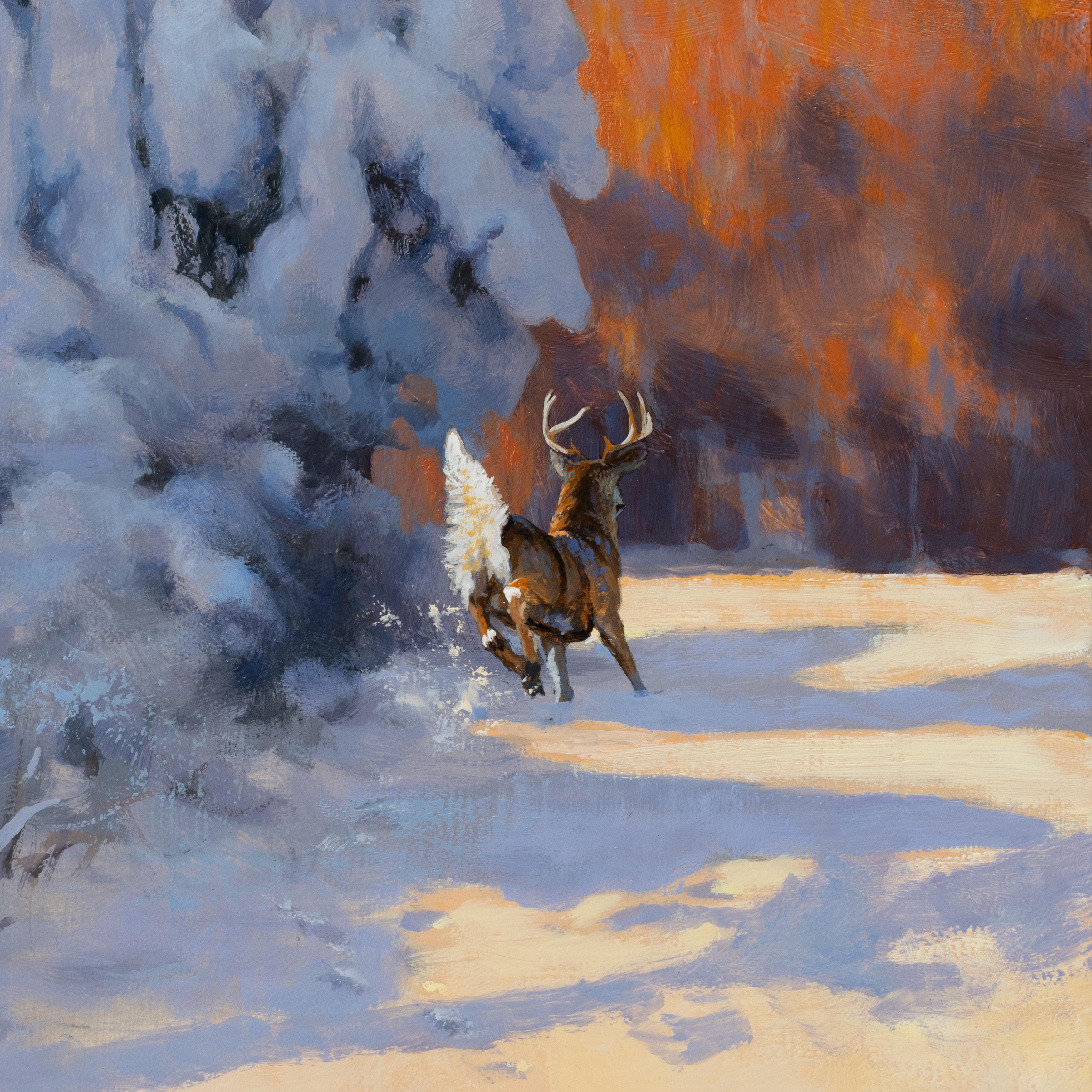 Hand-Painted Fresh Tracks Original Oil Painting by Greg Parker For Sale