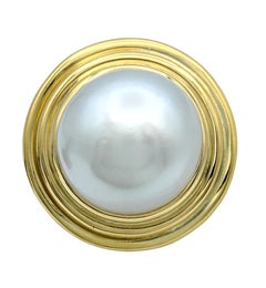 Fresh Water Baroque Pearl Large Dimensional Stud Earrings 18 Karat Yellow Gold