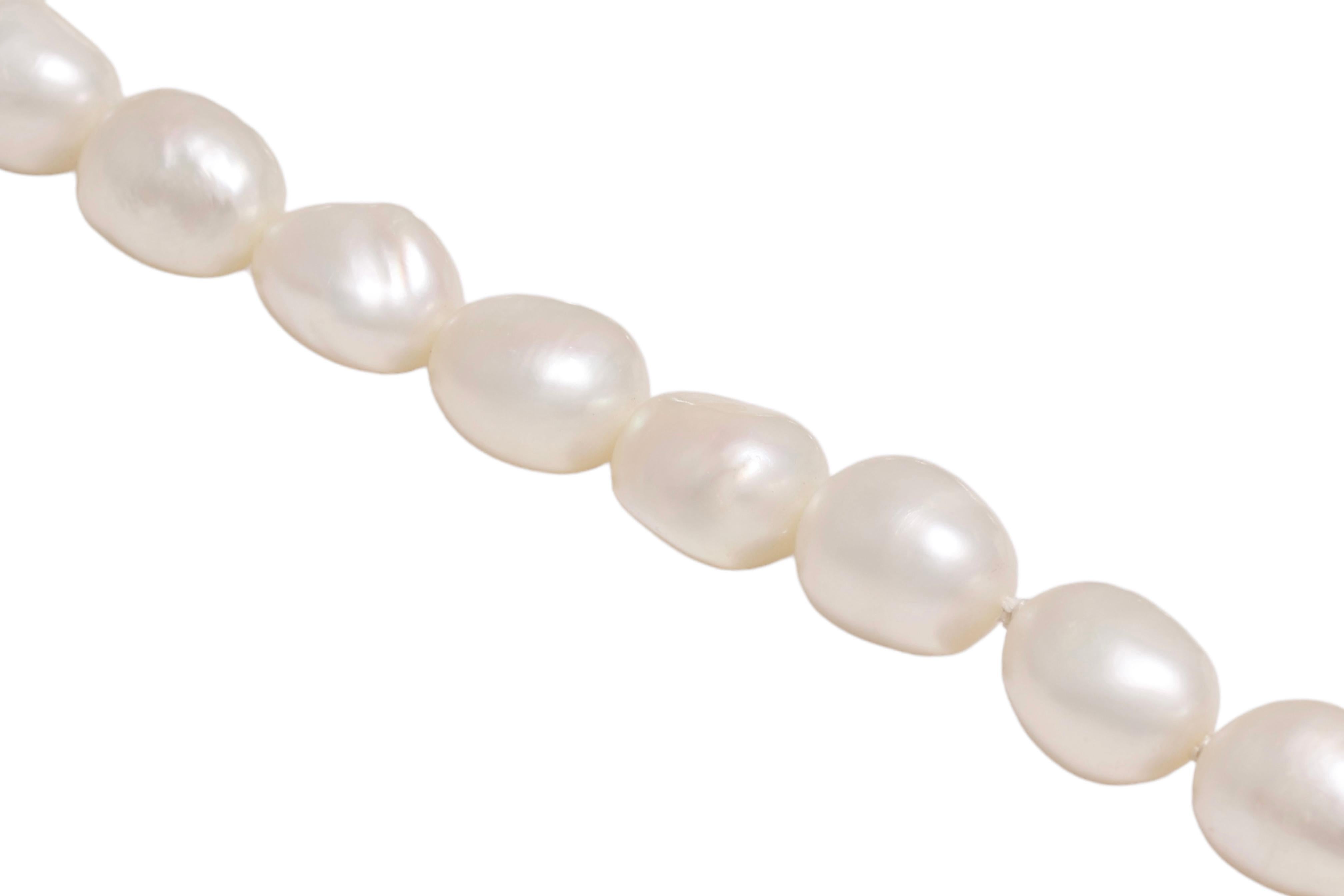 Artisan Fresh Water Baroque Pearl Necklace With Gold Lock Set With 1.5ct Black Diamonds For Sale