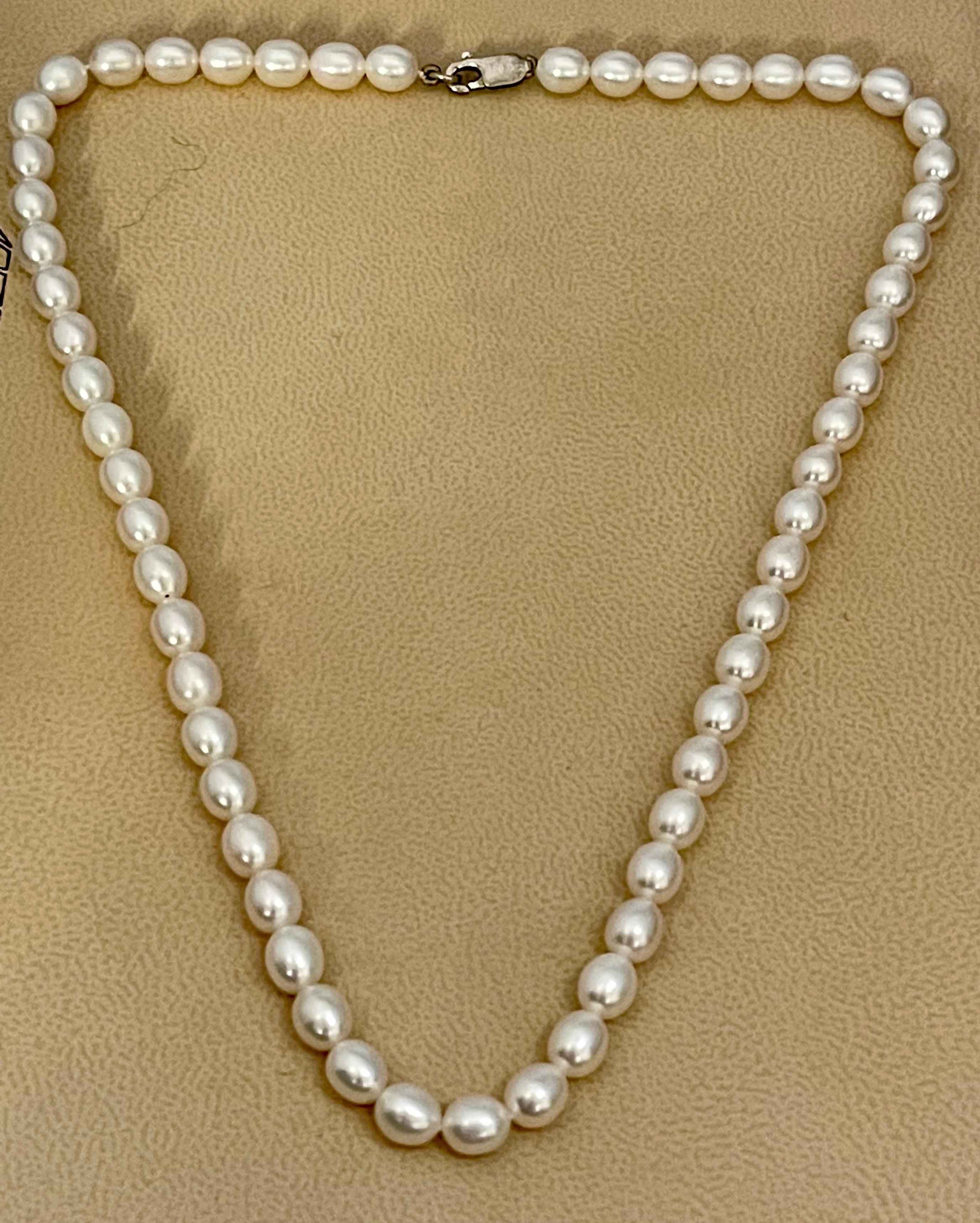 Fresh Water Elongated  Pearl Single Strand Necklace Length 16