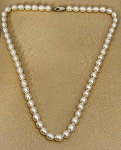 Fresh Water Elongated Pearl Single Strand Necklace, Silver Clasp