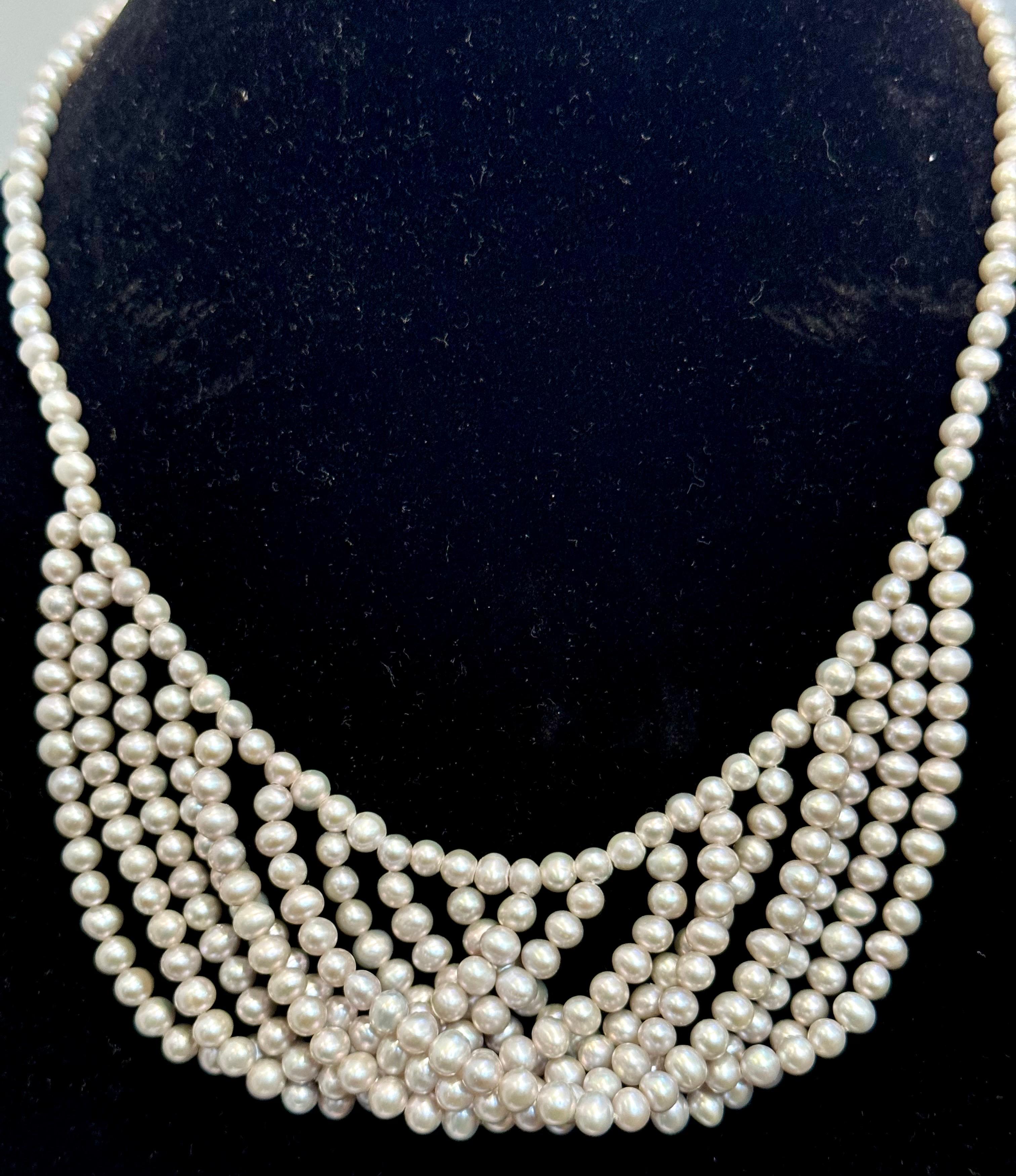 Nature Fresh Ware  Collier de perles multicouches Elegance intemporelle Fermoir en argent sterling   18
