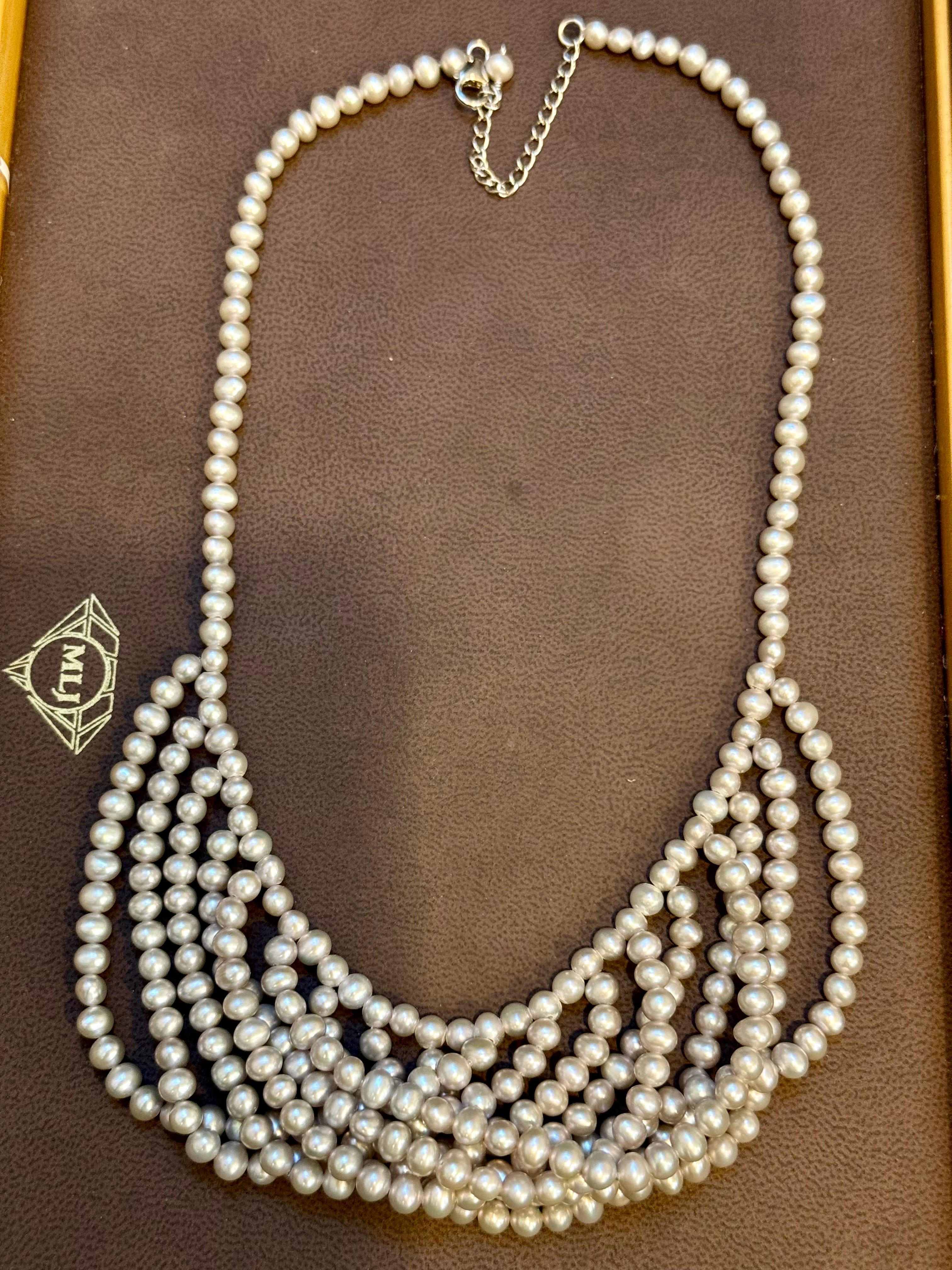 Collier de perles d'eau douce multicouches Timeless Elegance A Silver   18