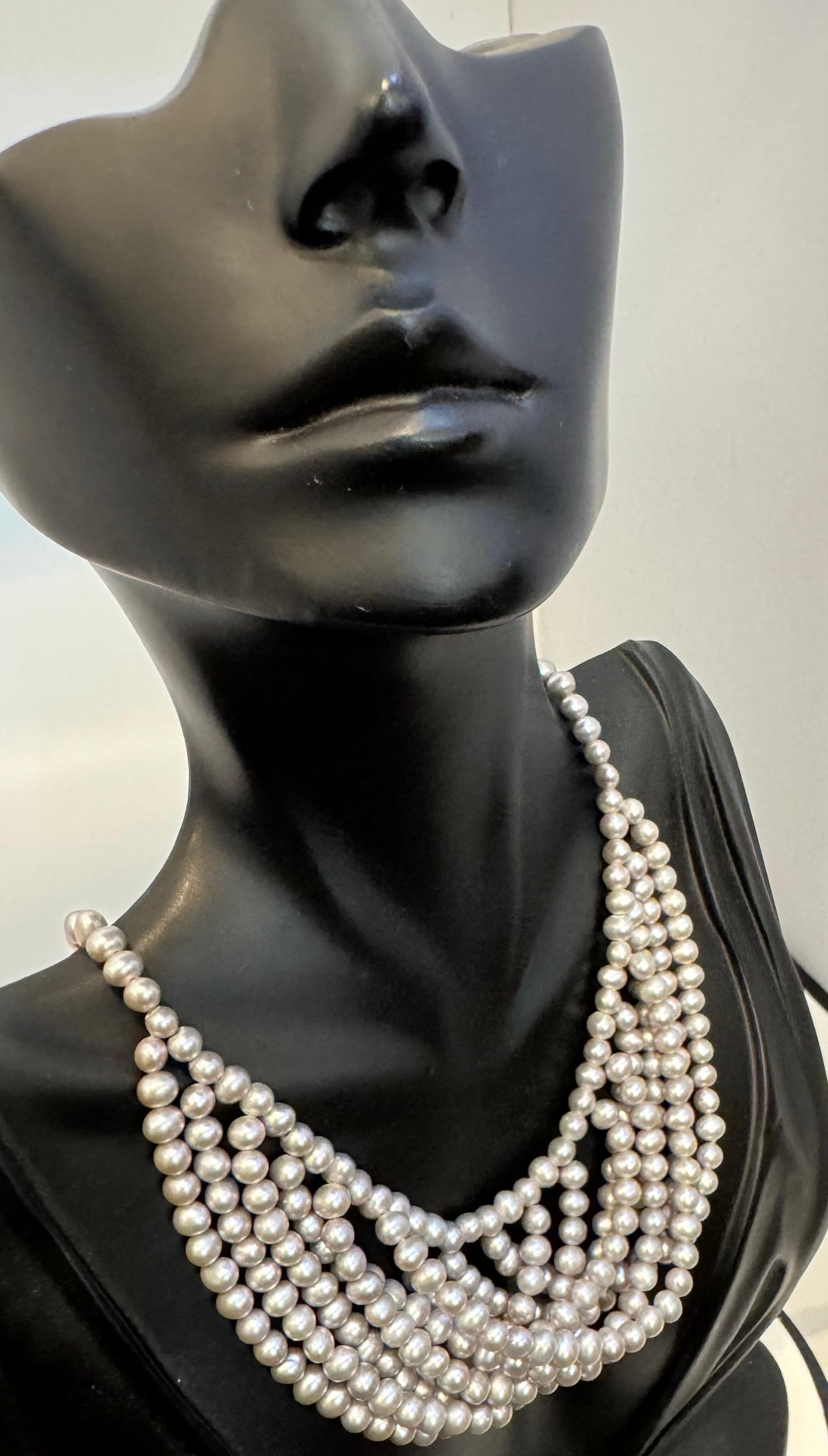 Collier de perles d'eau douce multicouches Timeless Elegance A Silver   18