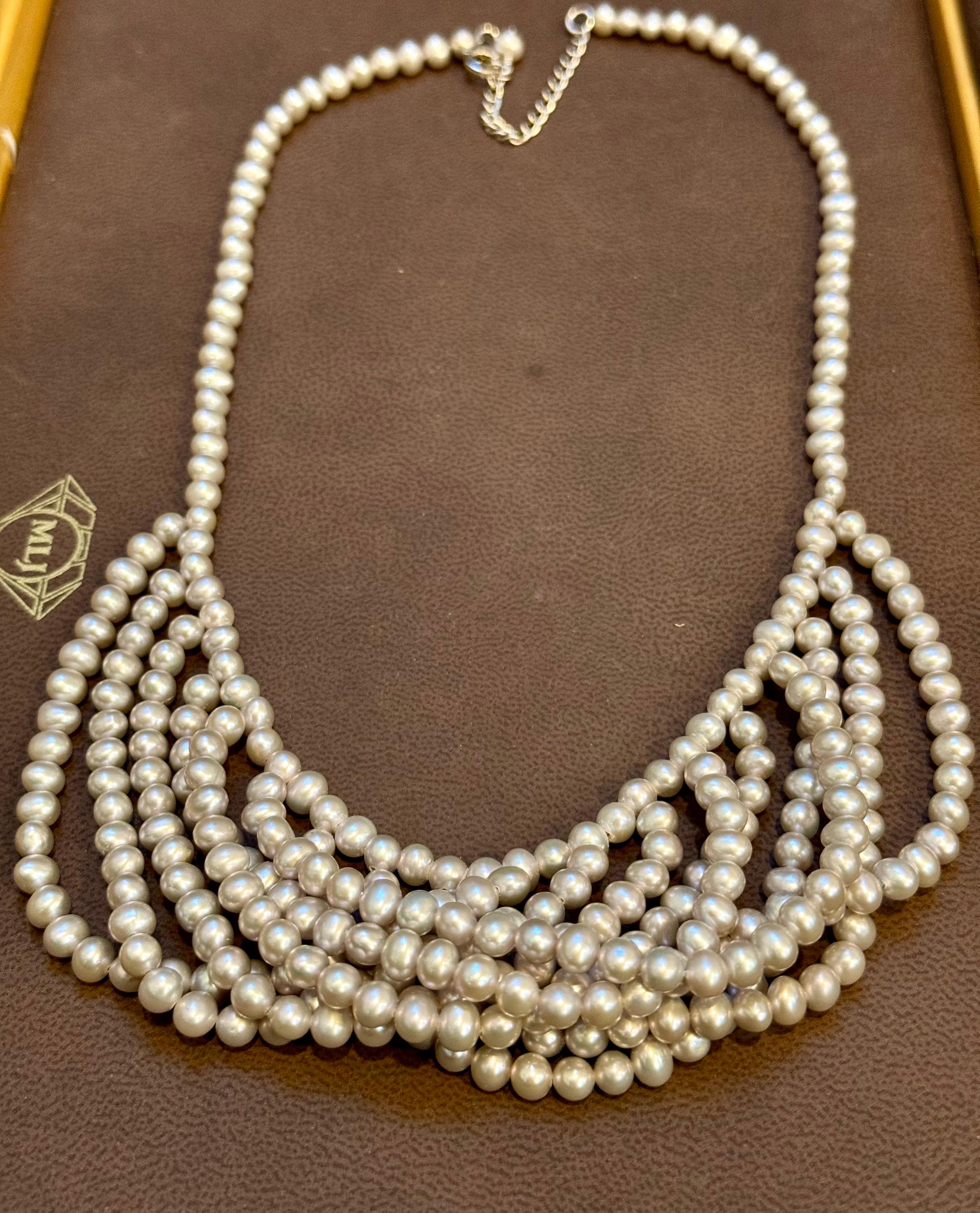 Collier de perles d'eau douce multicouches Timeless Elegance A Silver   18