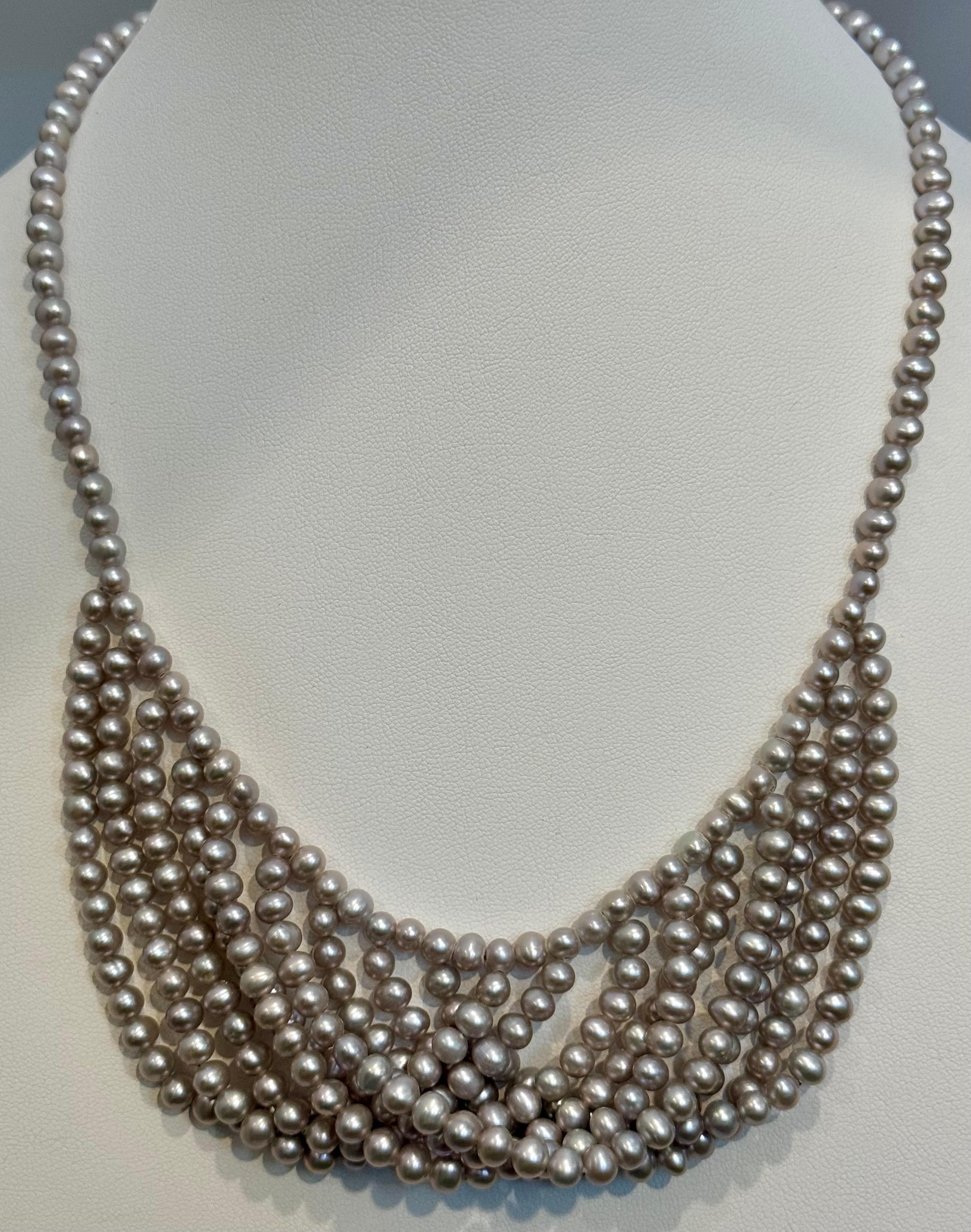 Collier de perles d'eau douce multicouches Timeless Elegance A Silver   18
