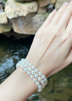 Süßwasserperlen- und Diamantarmband in 18K Goldfassung