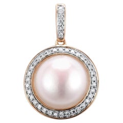 Fresh Water Pearl Diamond Necklace 18K Rose Gold
