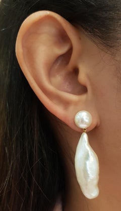 Fresh Water Pearl Earrings Set in 18 Karat Gold Settings