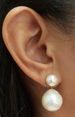 Fresh Water Pearl Earrings Set in 18 Karat Gold Settings
