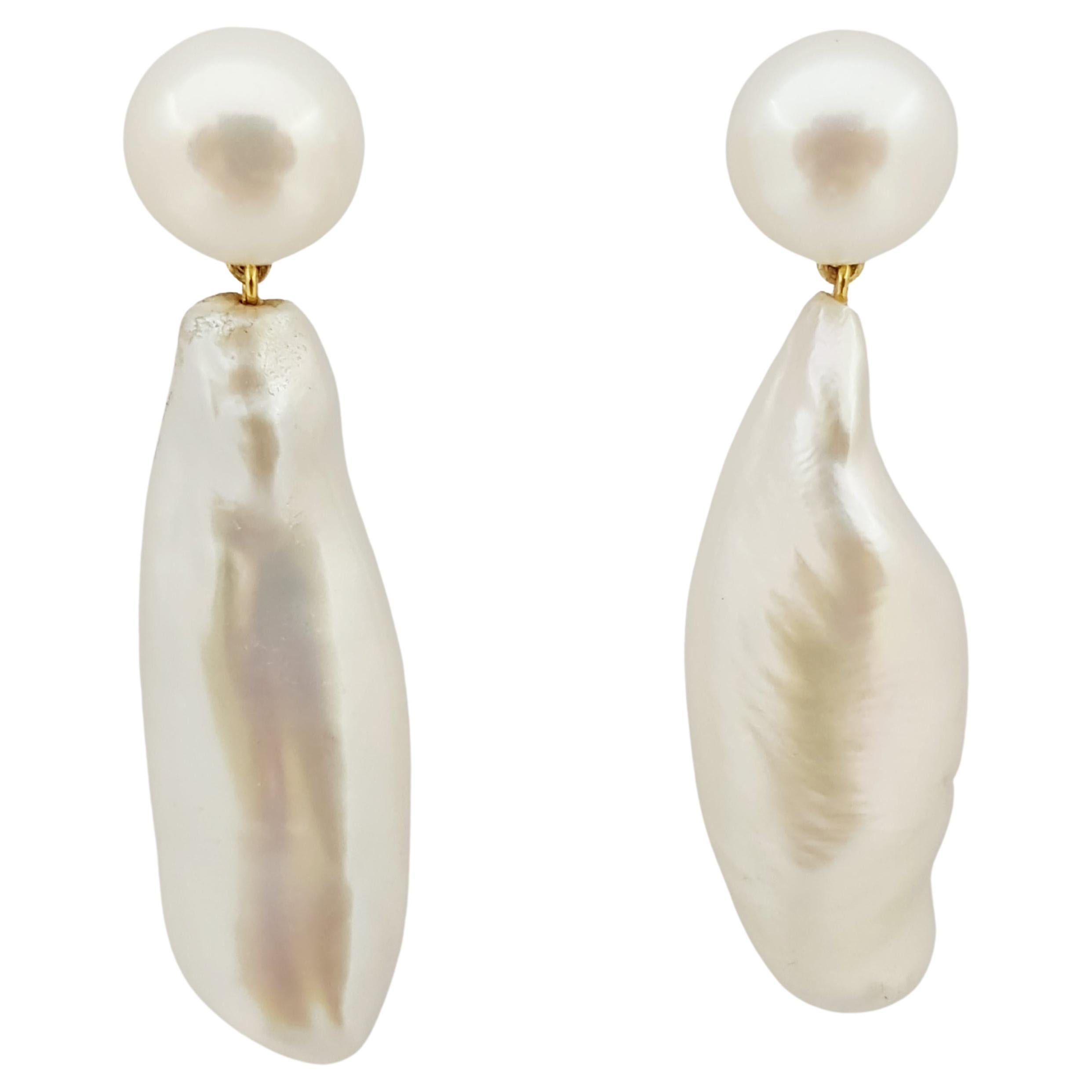 Fresh Water Pearl Earrings Set in 18 Karat Gold Settings