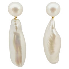 Fresh Water Pearl Earrings Set in 18 Karat Gold Settings