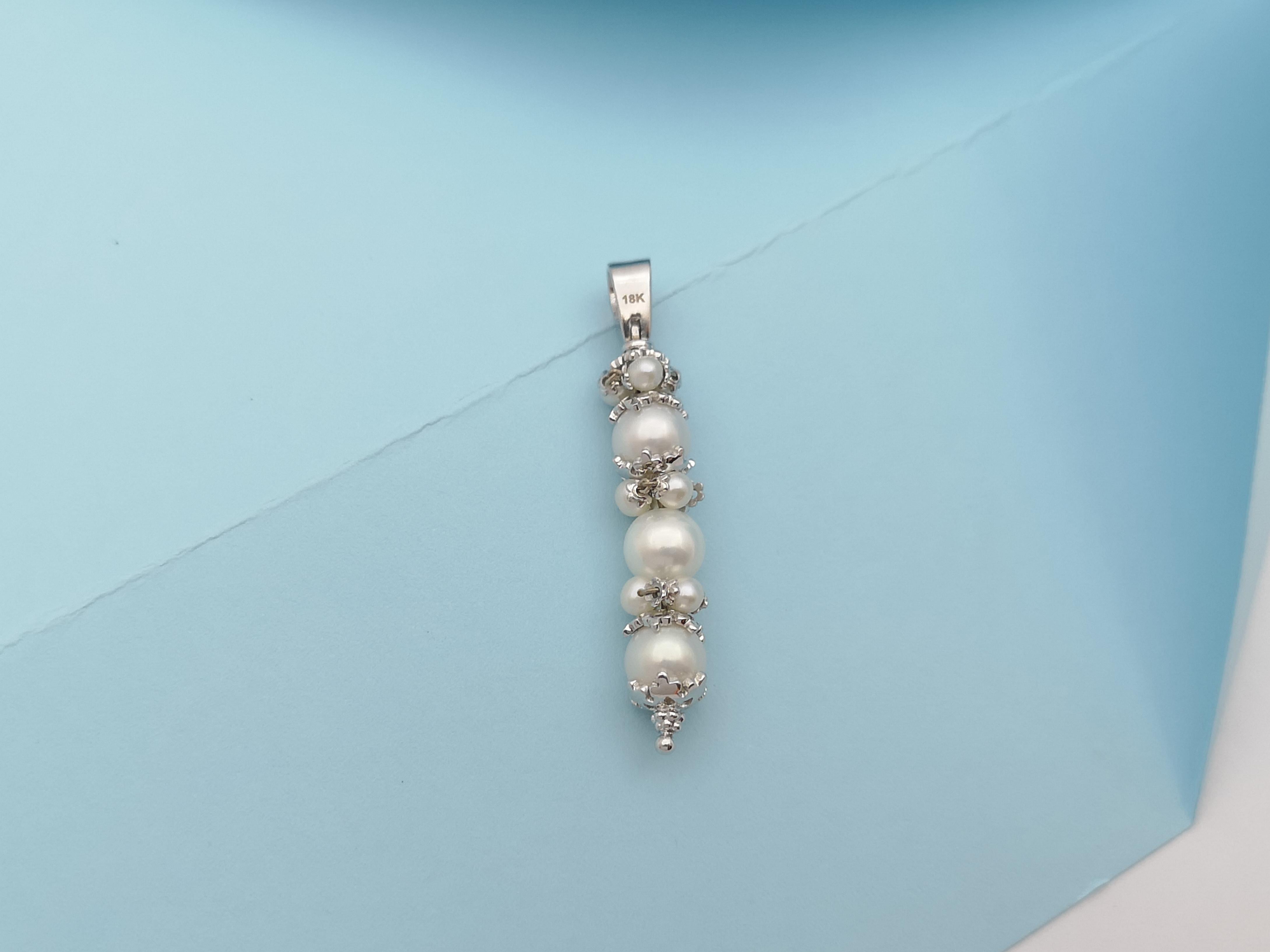 Women's Fresh Water Pearl Pendant set in 18 Karat White Gold Settings For Sale