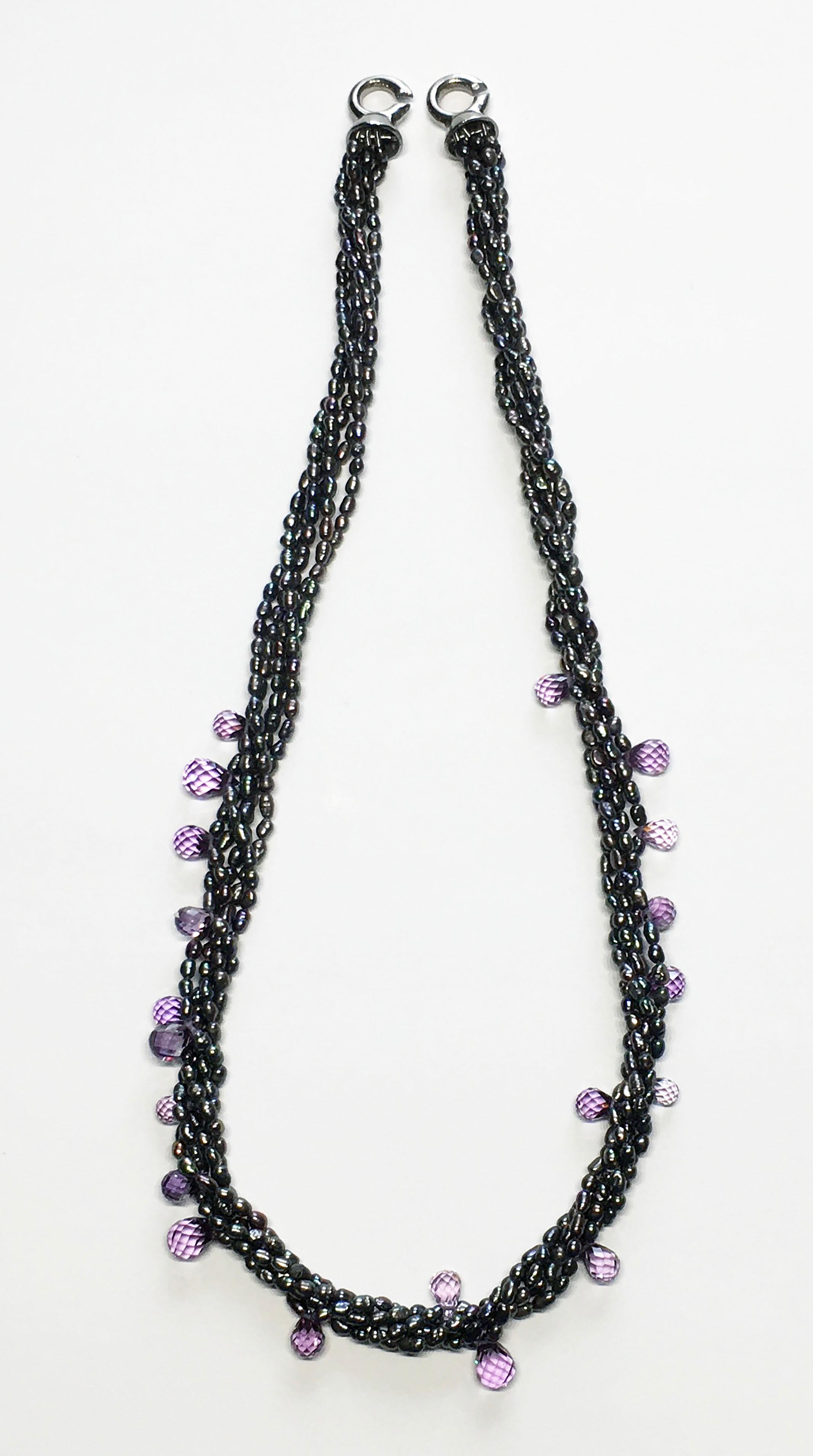 Halskette mit Süßwasserperlen und Saphiren im Zustand „Neu“ im Angebot in Seattle, WA