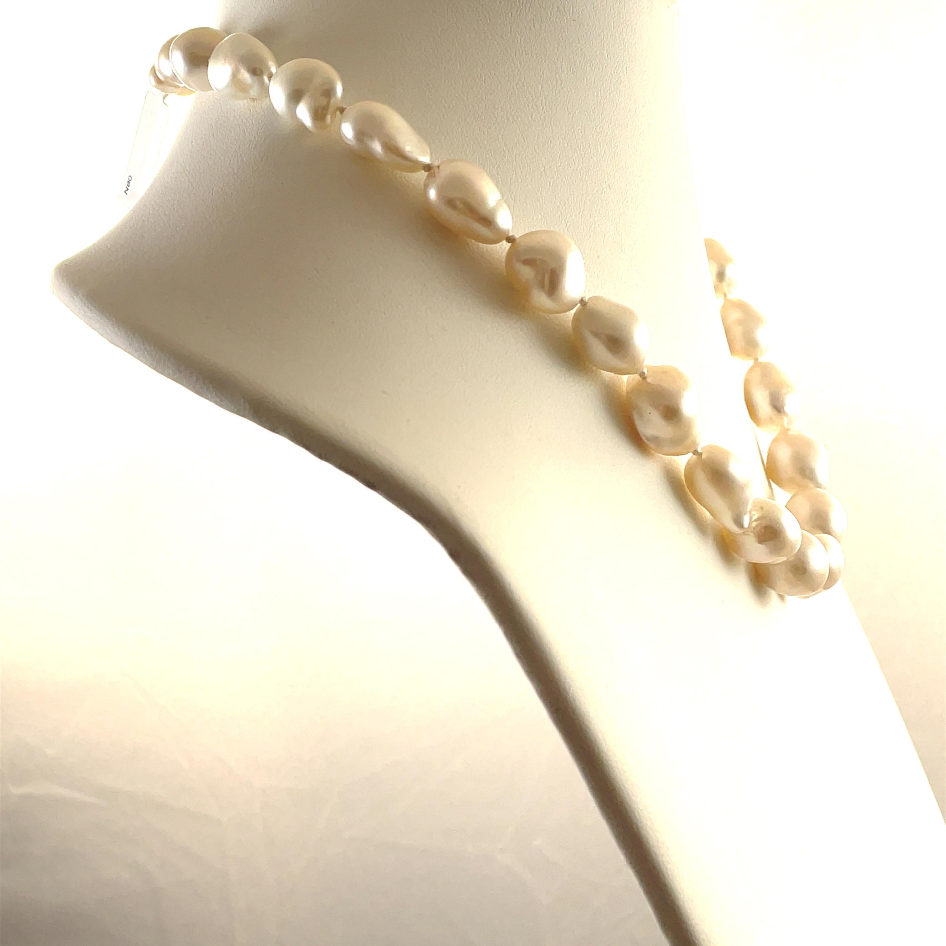 Baguette Cut Fresh Water Pearl Strand Necklace  For Sale