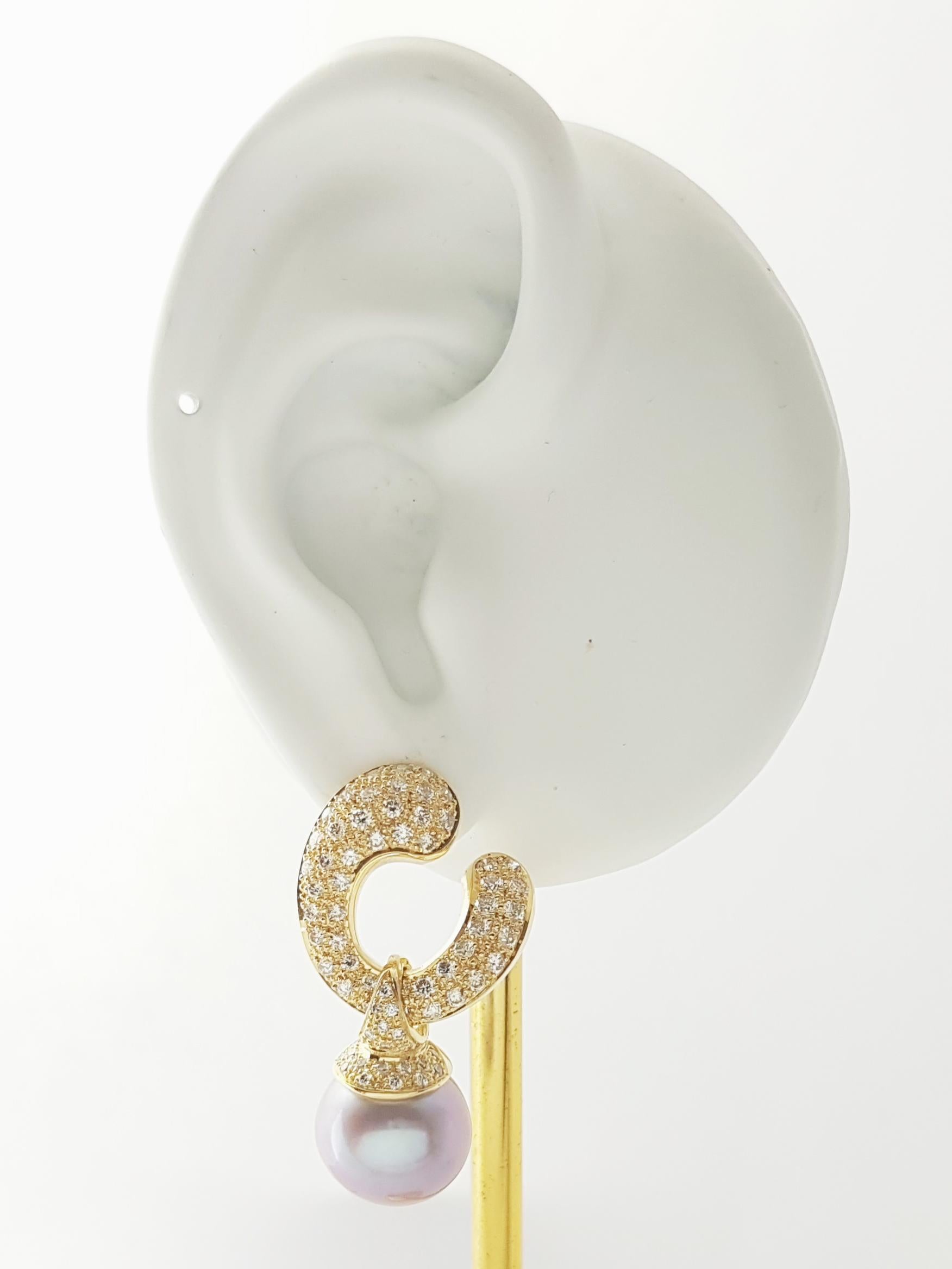 Süßwasserperle mit braunem Diamant 2,38 Karat Ohrringe in 18K Goldfassung

Breite: 1.9 cm 
Länge: 3.3 cm
Gesamtgewicht: 18,90 Gramm

