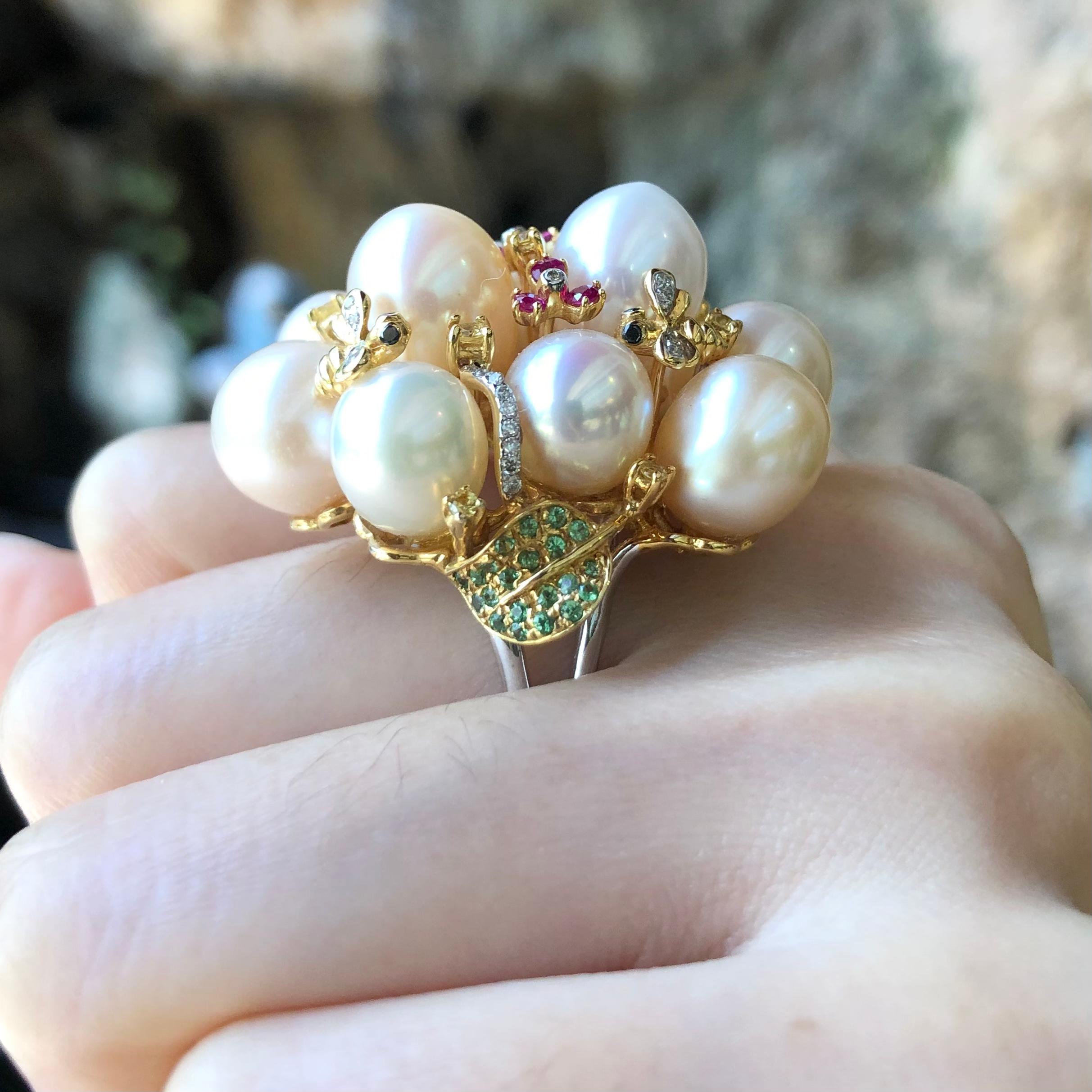 yellow sapphire and pearl ring