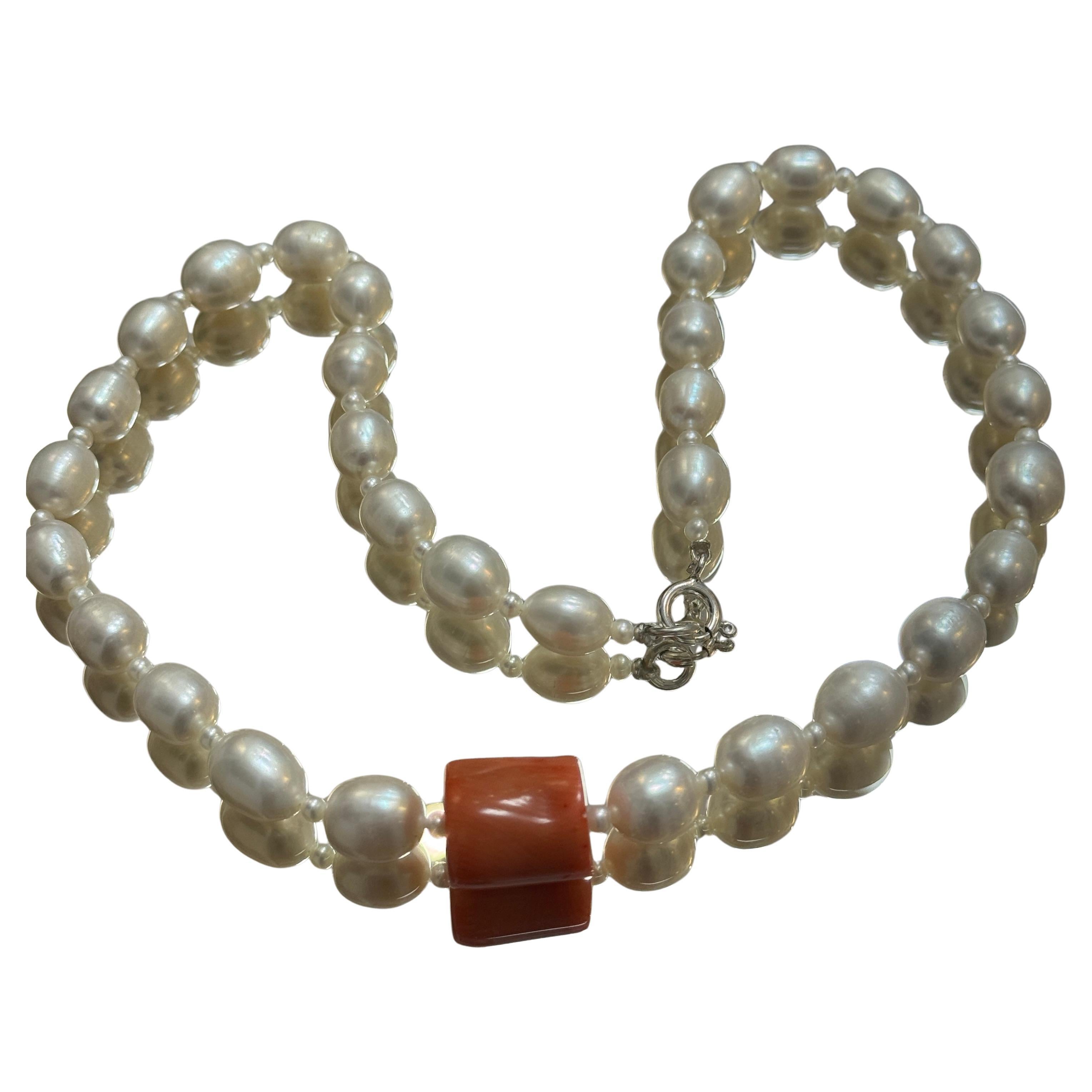 Süßwasserperlen Korallenkette (Ungeschliffen) im Angebot