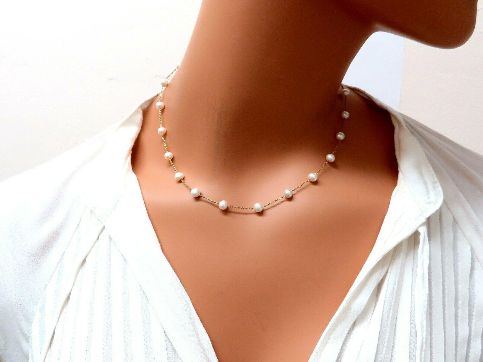 Fresh Water Pearls Yard Necklace 14 Karat Gold In New Condition For Sale In New York, NY
