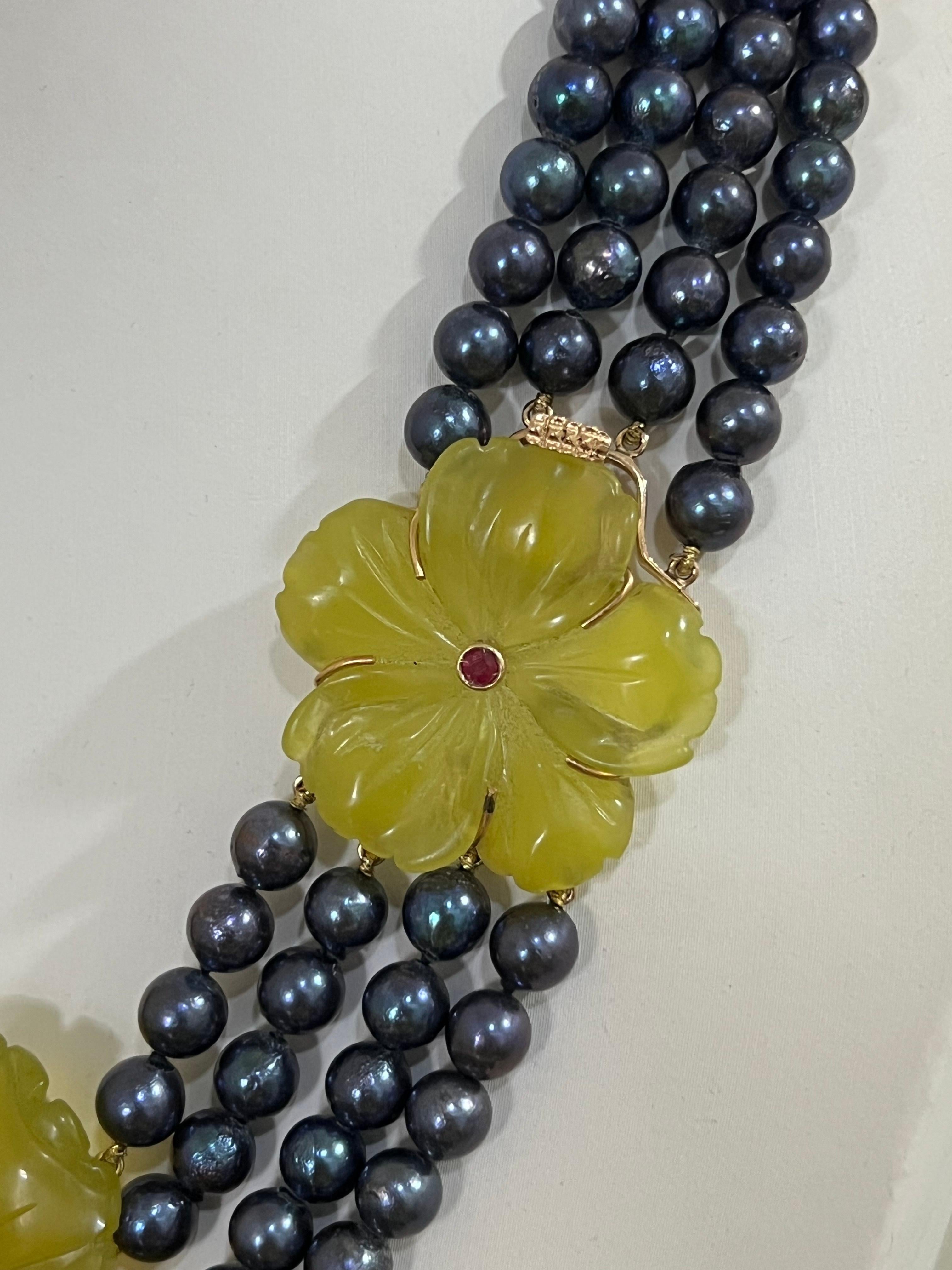 Collier à plusieurs rangs en or jaune 14 carats, perles d'eau douce et quartz jaune Neuf - En vente à Marcianise, IT