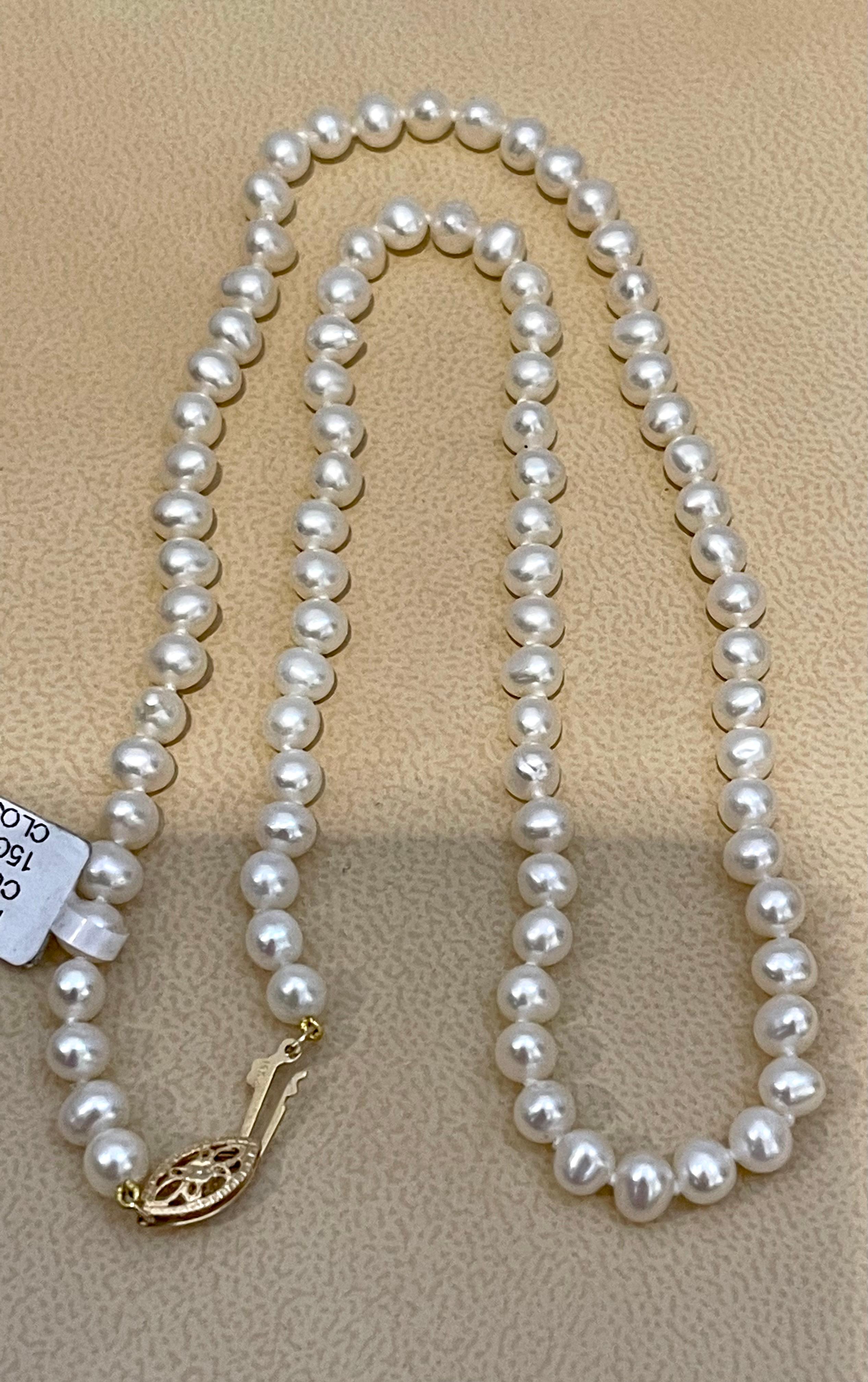 Women's Fresh Water Round Pearl Single Strand Necklace, Y Gold Clasp