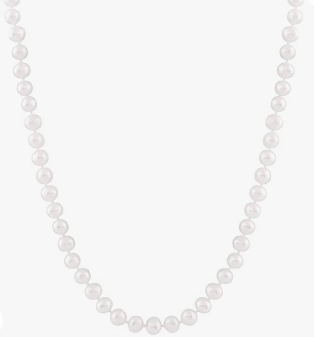 Fresh Water Round Pearl Single Strand Necklace, Y Gold Clasp 1