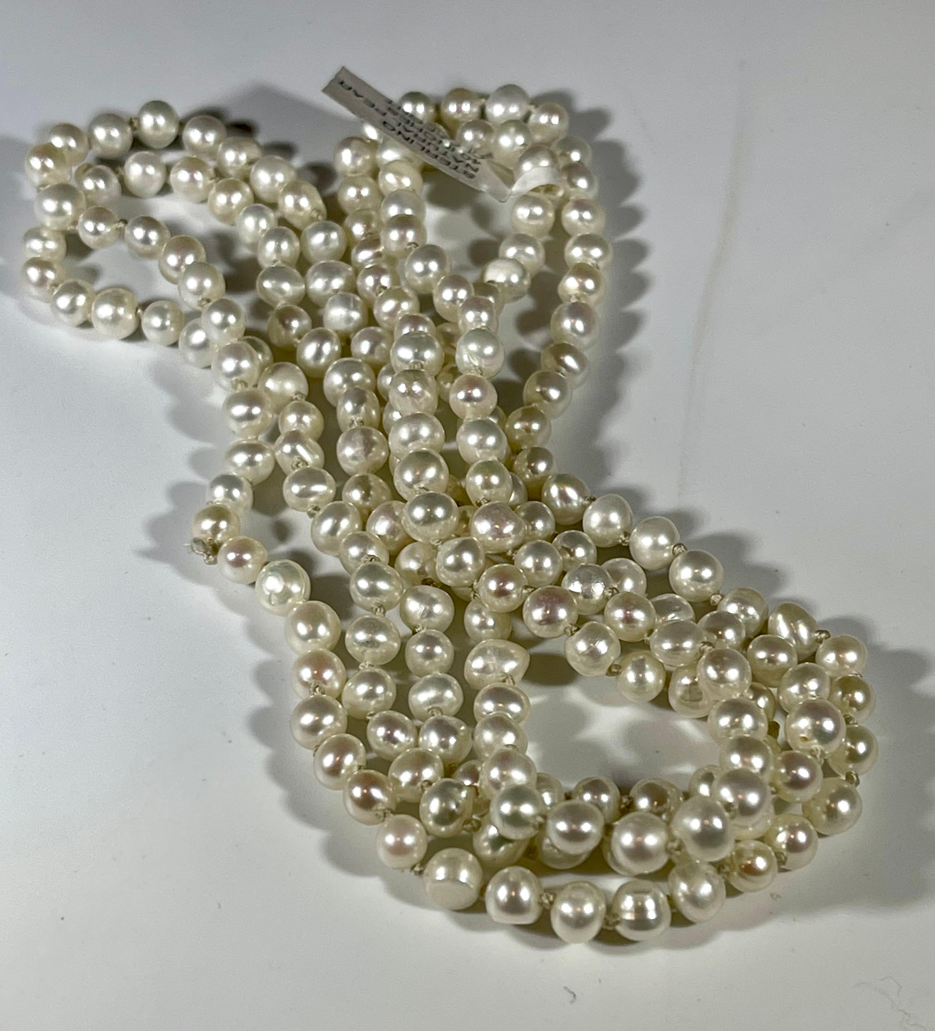 Einreihige Halskette aus Süßwasserperlen, Opernlänge im Angebot 4