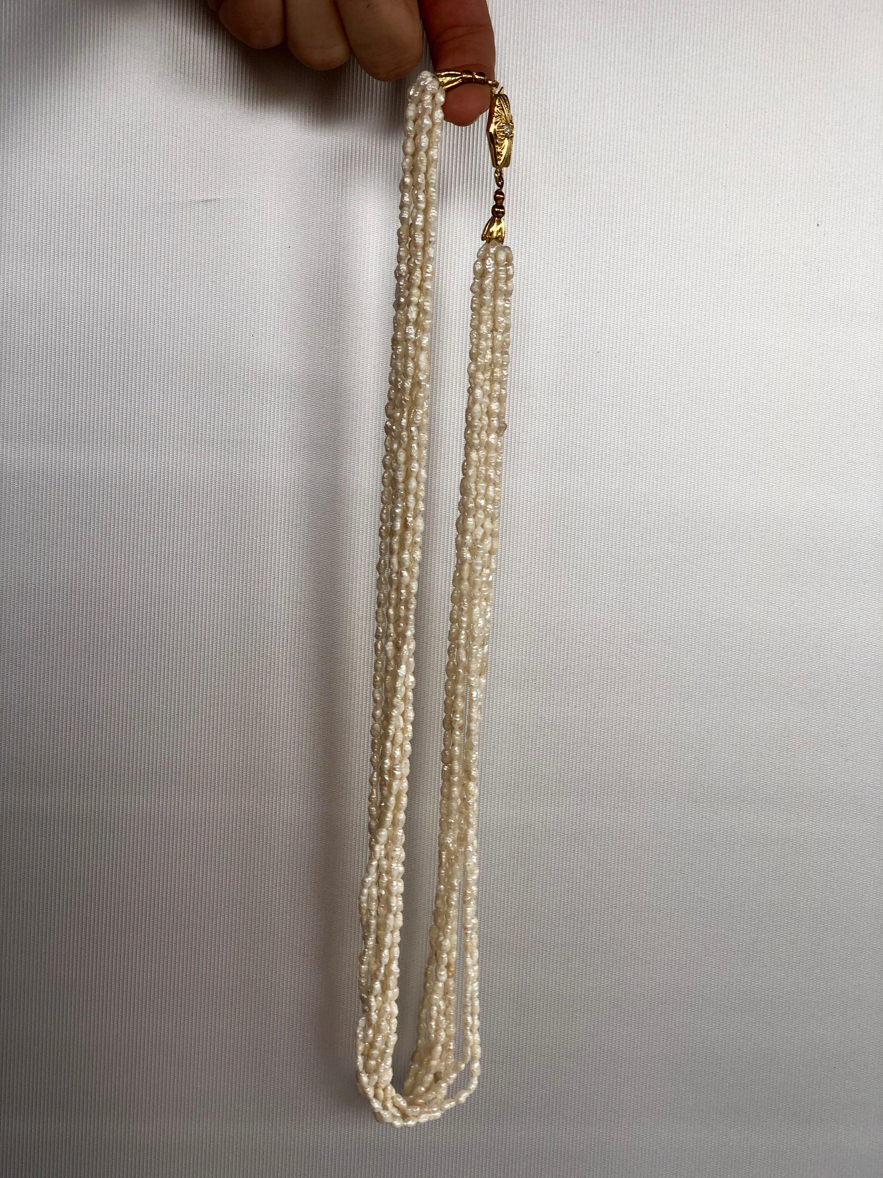 Mid-Century Modern Fresh Water White Pearls 8 Stand Multi Necklace
