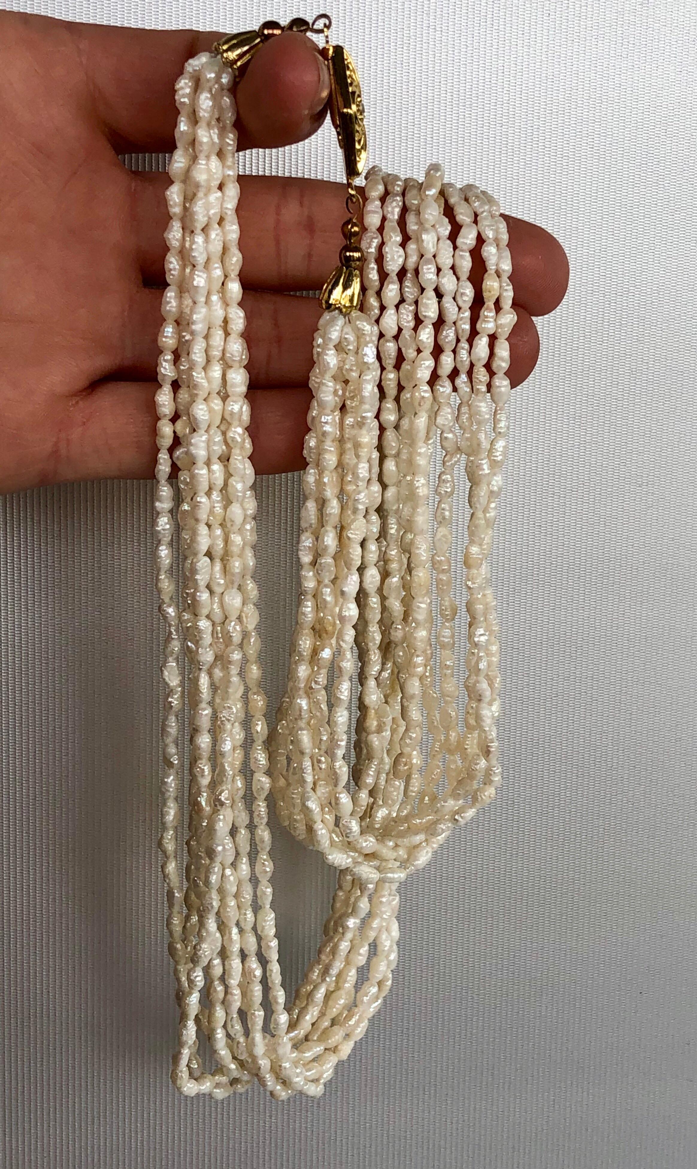 Unknown Fresh Water White Pearls 8 Stand Multi Necklace