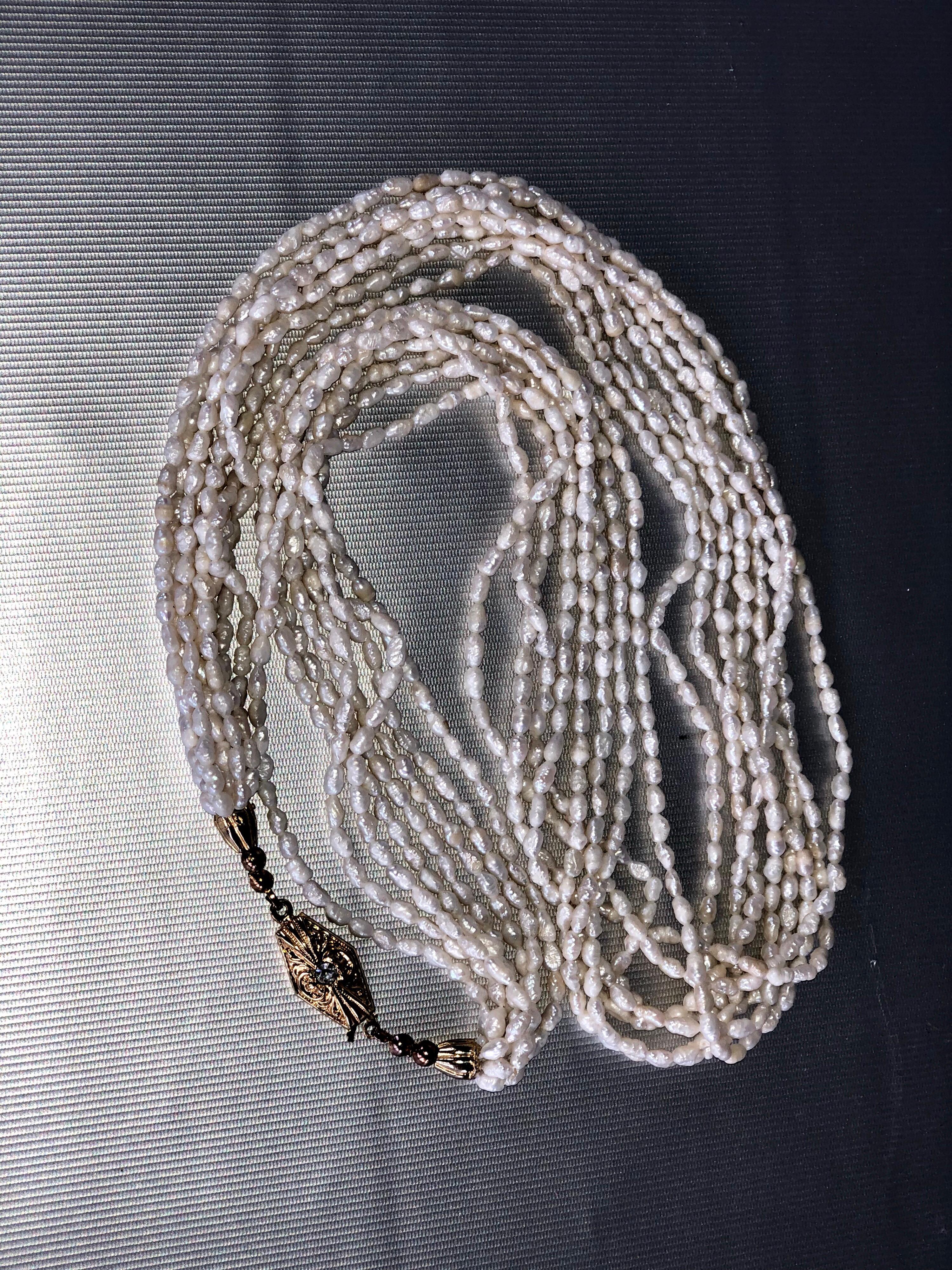 Mid-20th Century Fresh Water White Pearls 8 Stand Multi Necklace