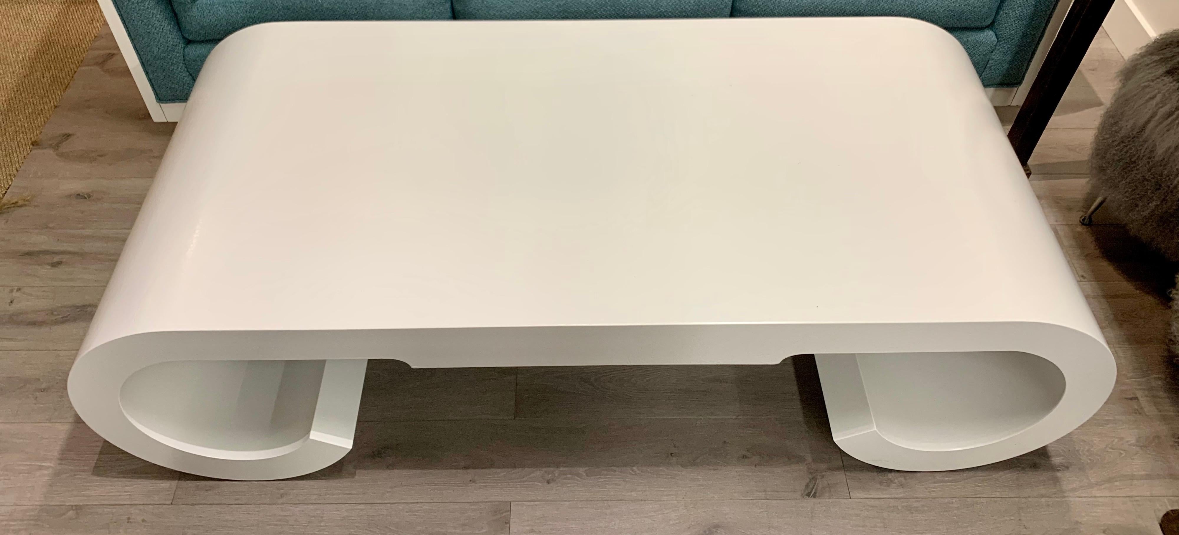 Freshly Lacquered Large White Midcentury Sculptural Cocktail Coffee Table 4