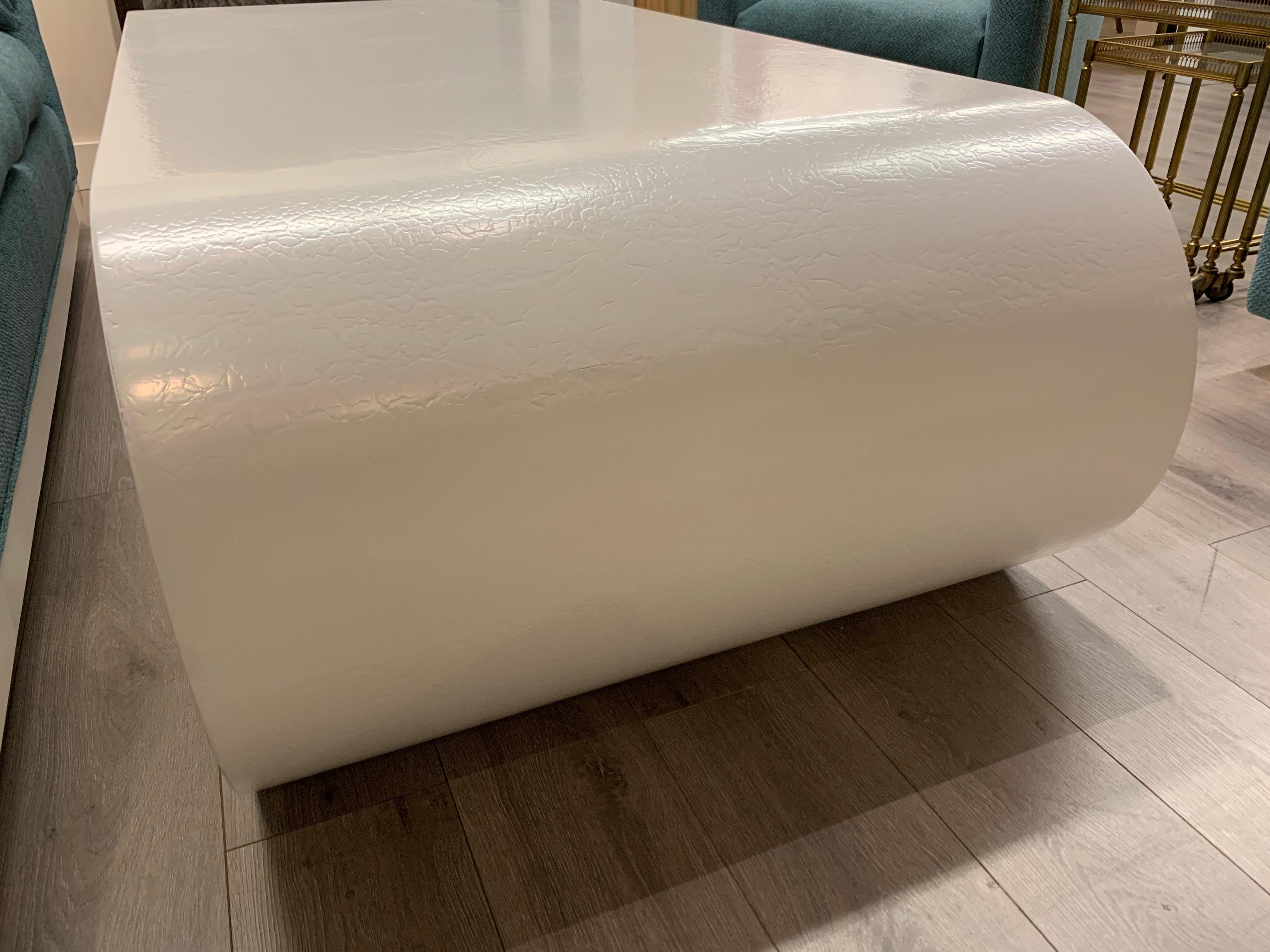 Resin Freshly Lacquered Large White Midcentury Sculptural Cocktail Coffee Table
