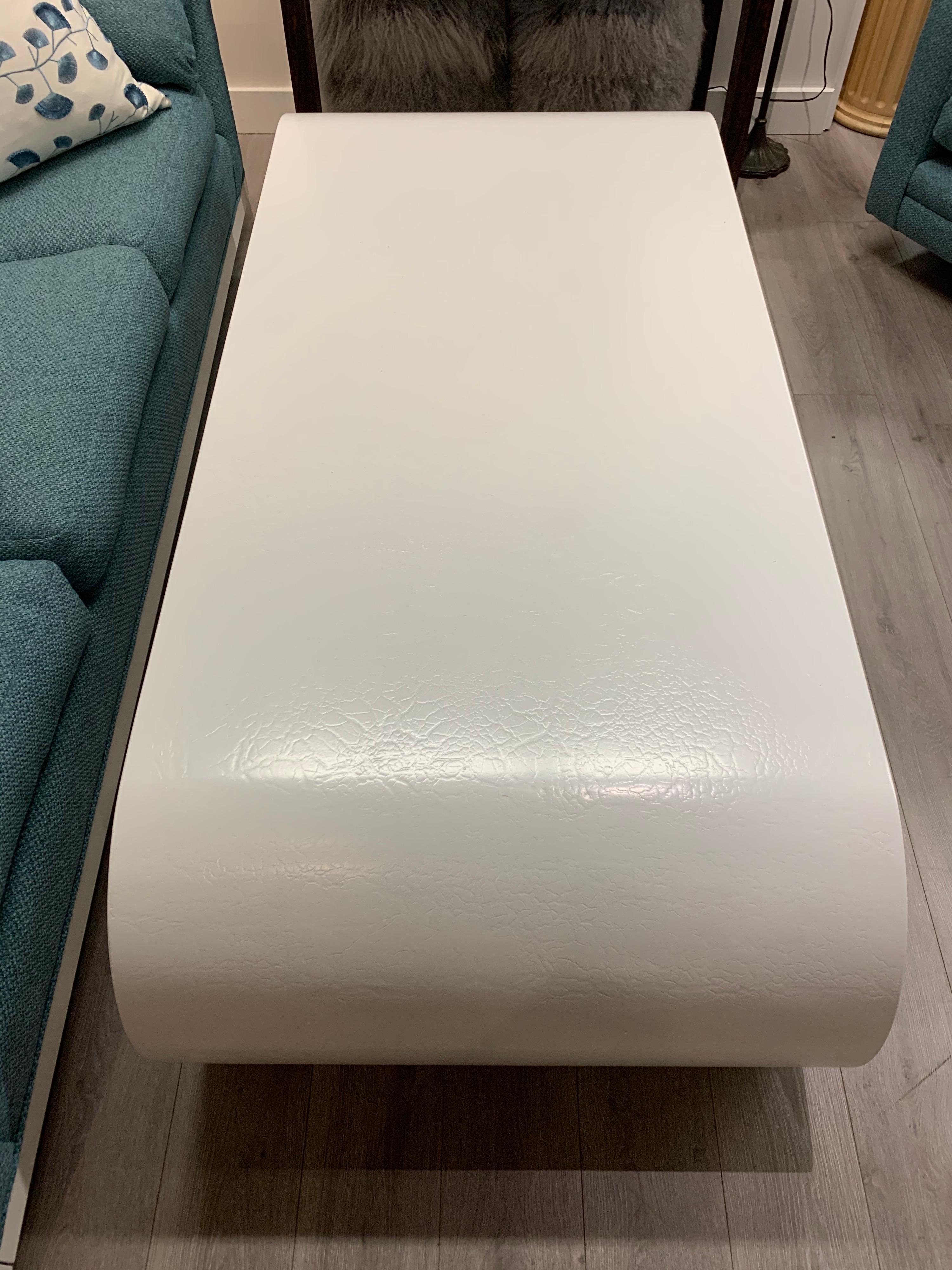 Freshly Lacquered Large White Midcentury Sculptural Cocktail Coffee Table 1