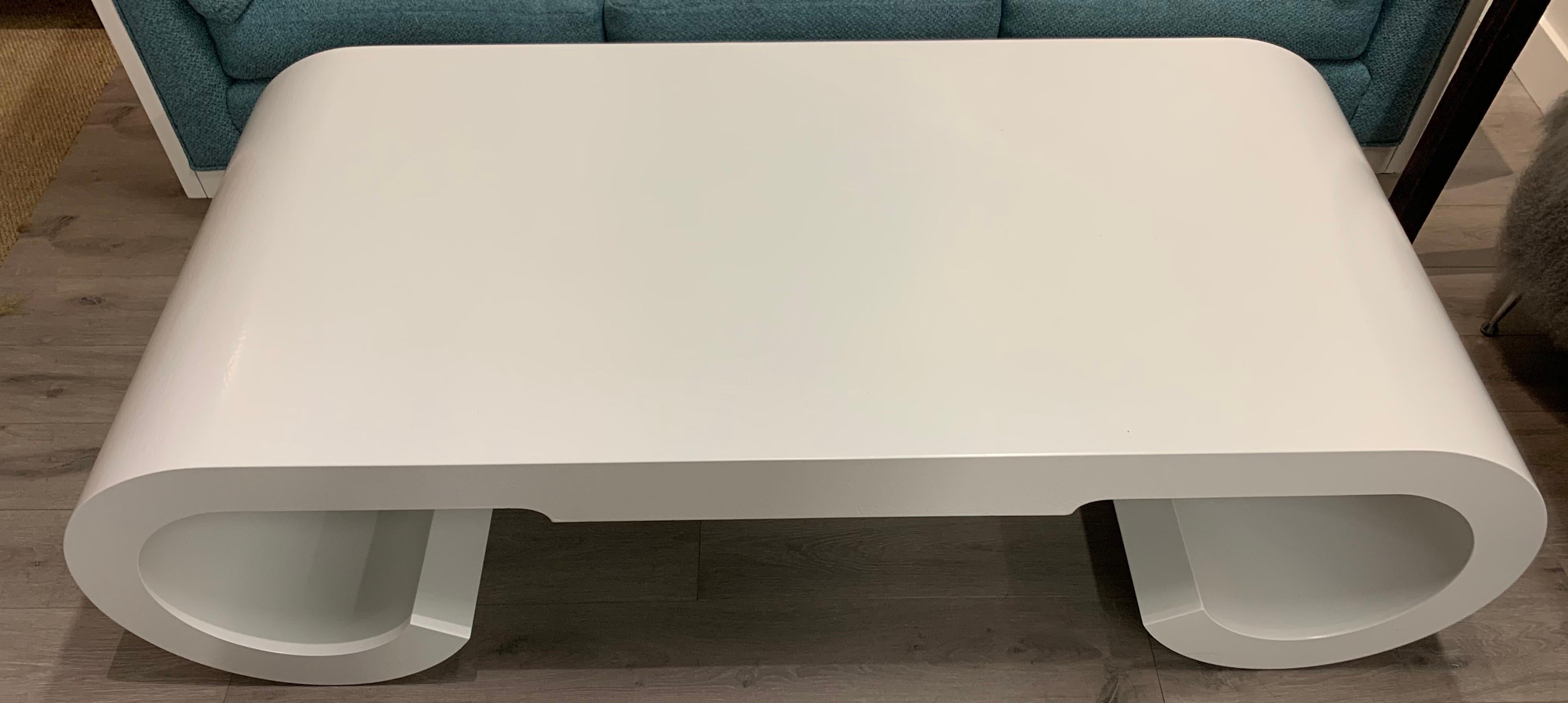 Freshly Lacquered Large White Midcentury Sculptural Cocktail Coffee Table 2