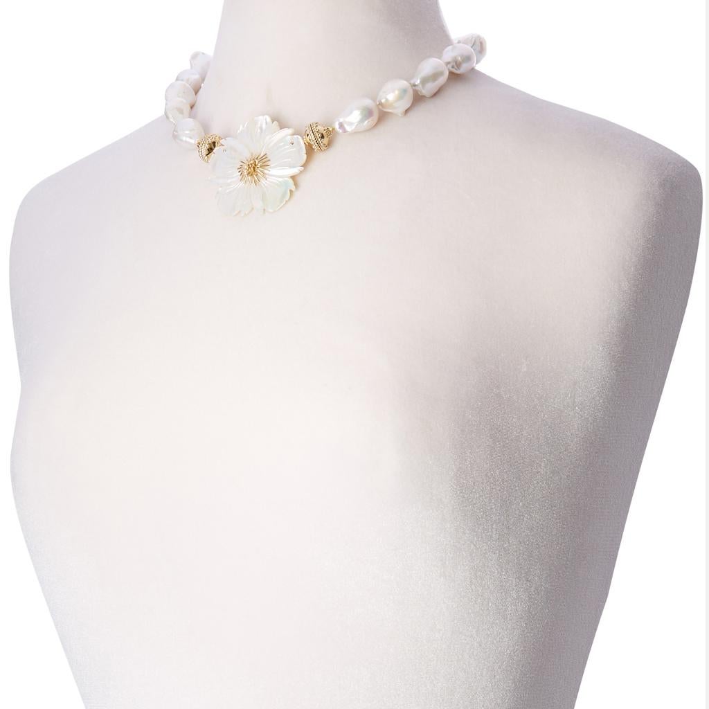 Contemporary Freshwater White Baroque Pearl Necklace For Sale