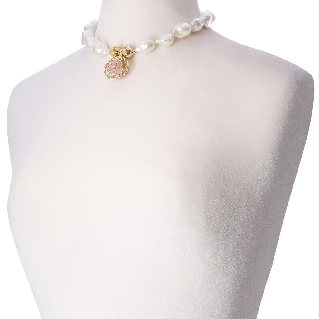 Uncut Freshwater White Baroque Pearl Necklace For Sale