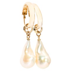 Freshwater Baroque Pearl Vintage Drop Style Earrings in 9 Carat Yellow Gold
