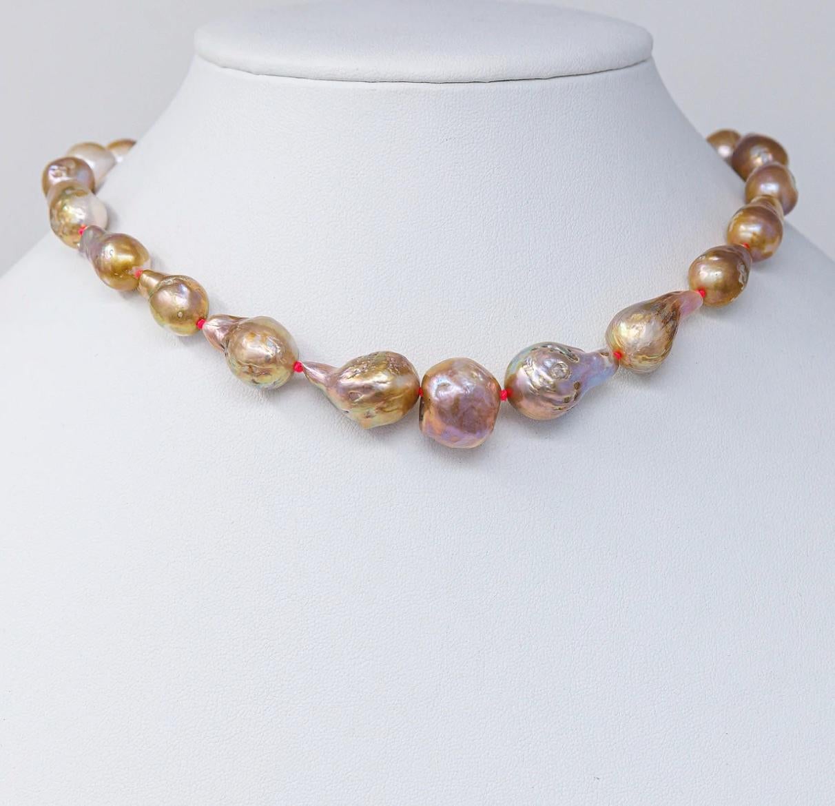 Artist Freshwater Baroque Pearls Bright Pink Silk