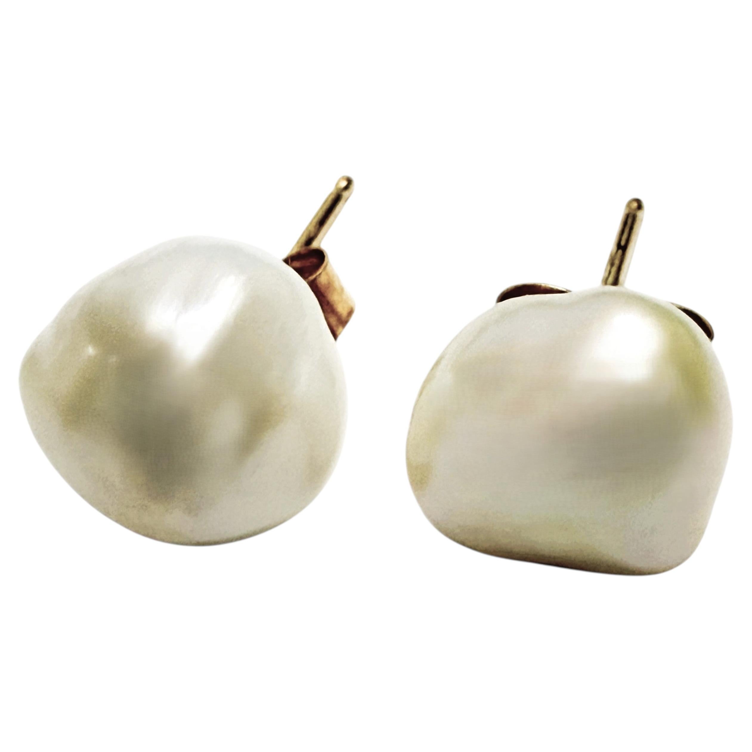 Freshwater Baroque Single Pearl Earrings with 14k Yellow Gold Posts