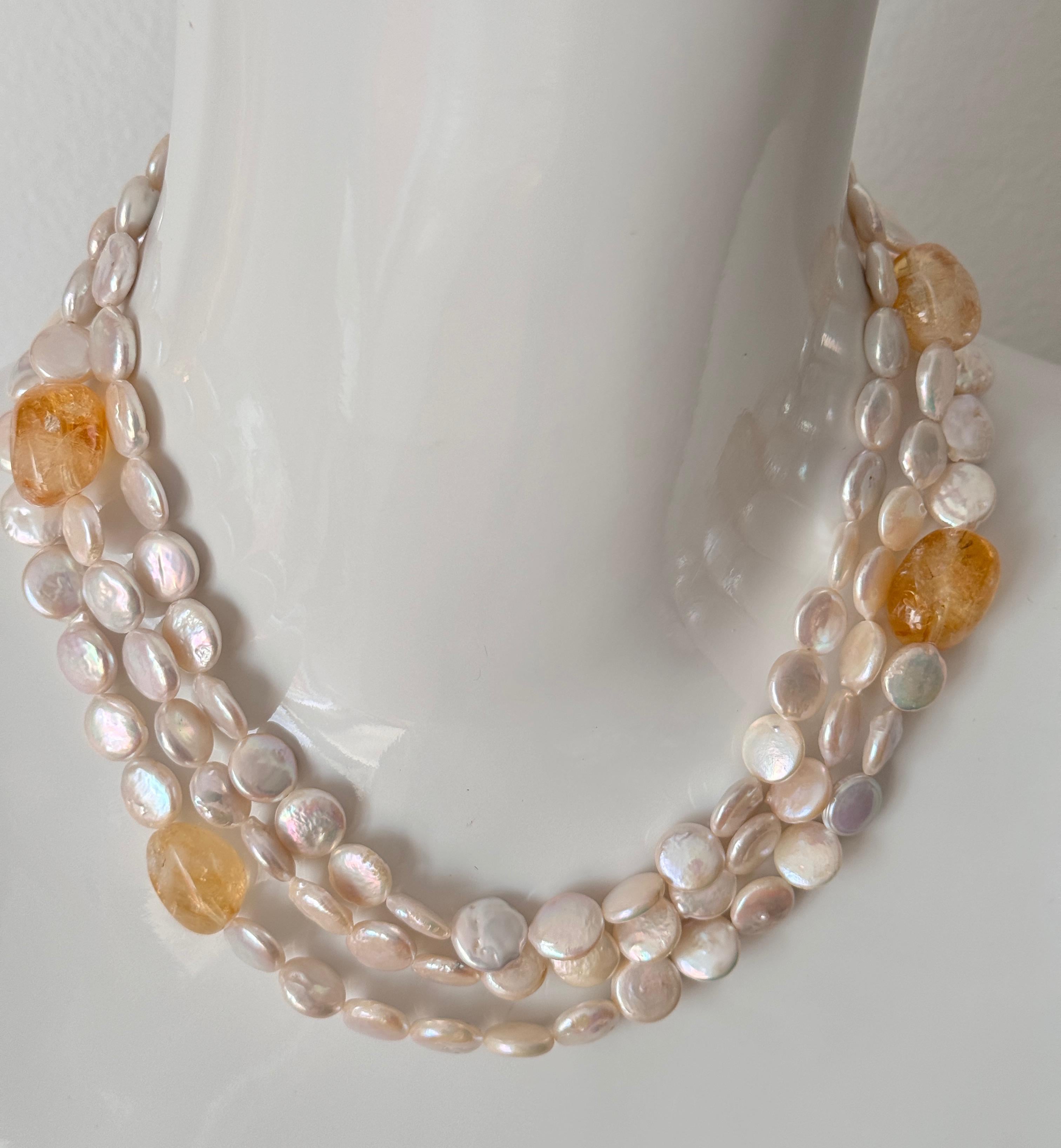 Collier de perles d'eau douce et de citrine en vente 1