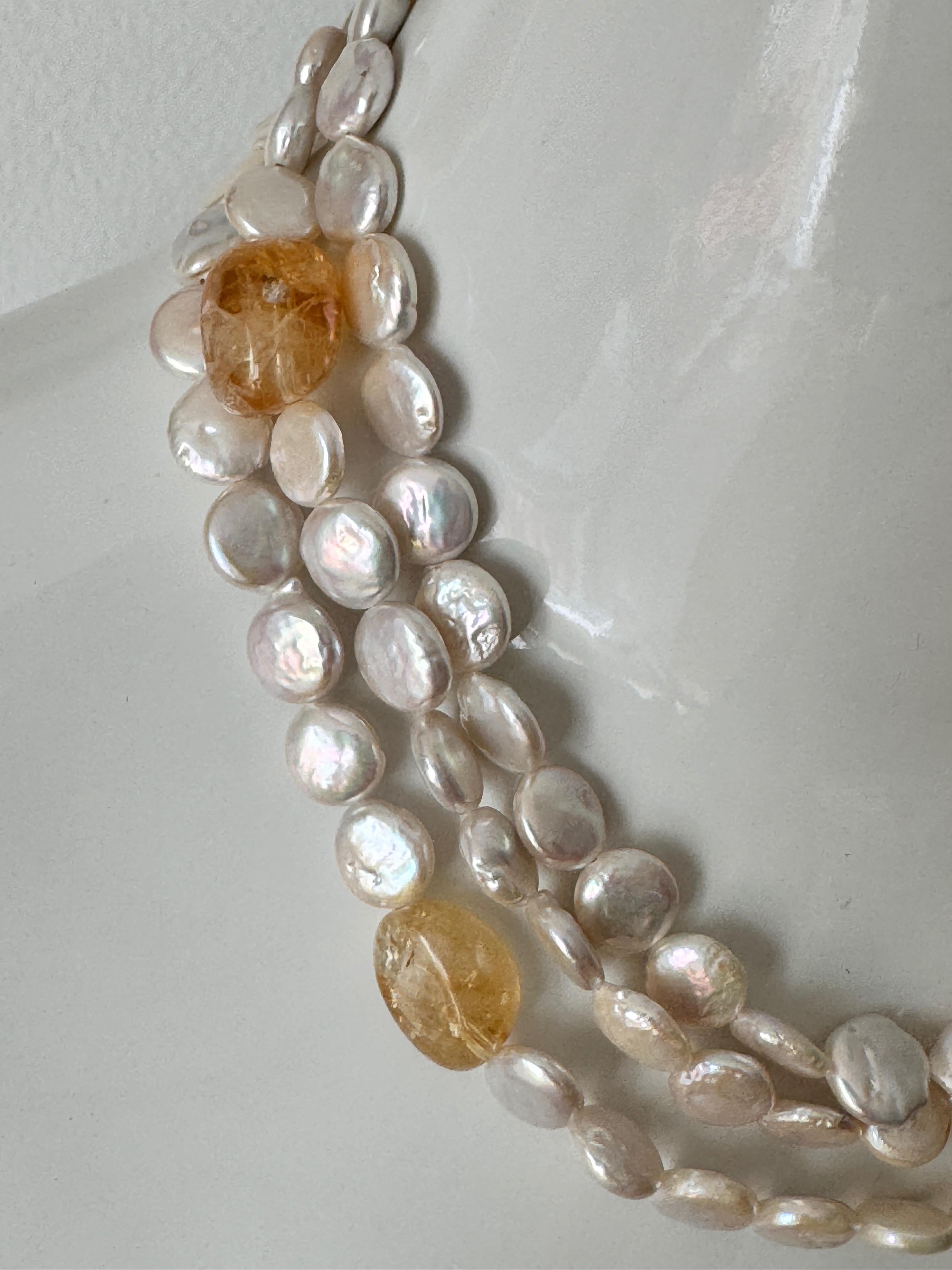 Collier de perles d'eau douce et de citrine en vente 2
